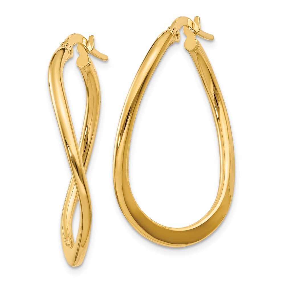 14K Yellow Gold 2mm Polished Tapered Twist Hoop Earrings for Women - Elegant Dainty Huggie Earrings for Everyday Wear, Date Night & Special Occasions