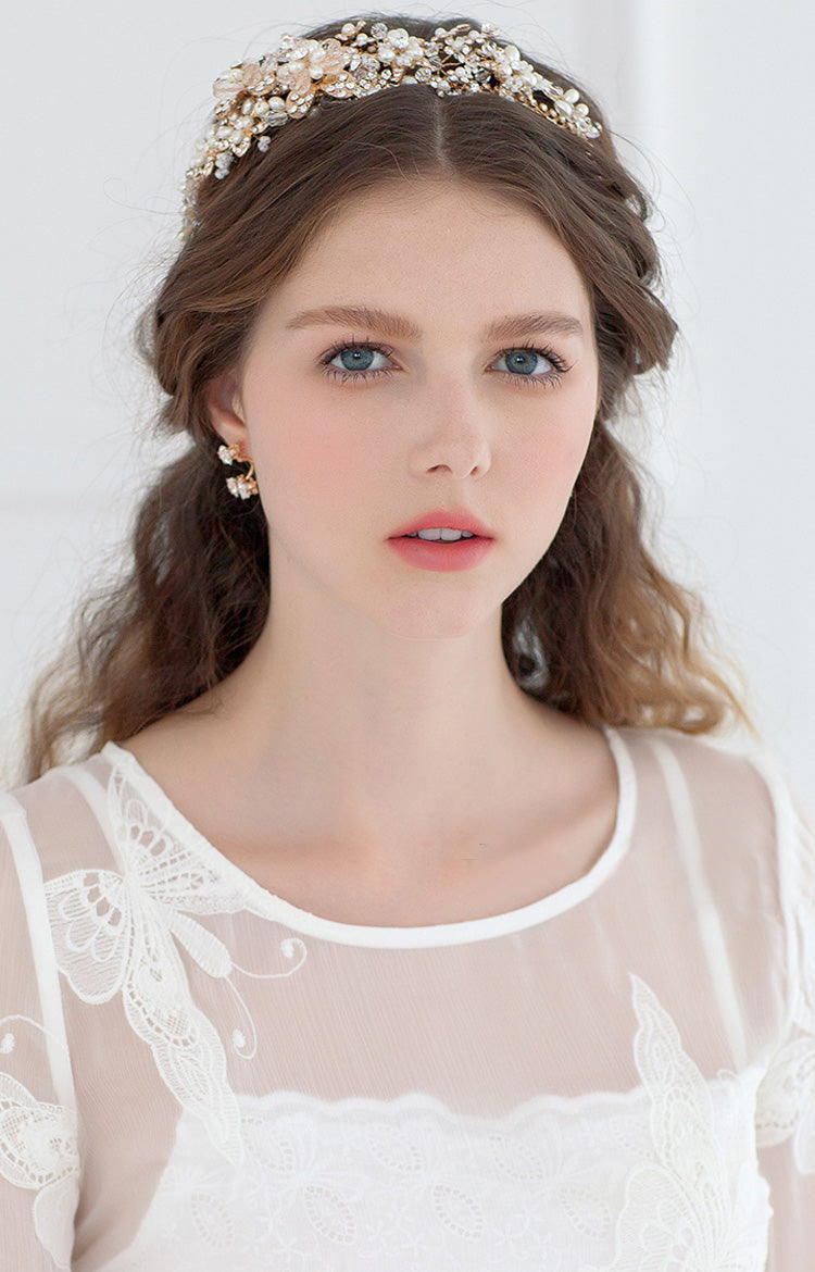 Elegant Gold Bridal Tiara for Weddings – Perfect for Brides, Prom, and Special Occasions