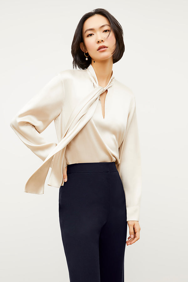Horton Flare Trouser - Washable Wool Twill Pants for Women, Dark Navy - Perfect for Office Wear & Casual Outfits
