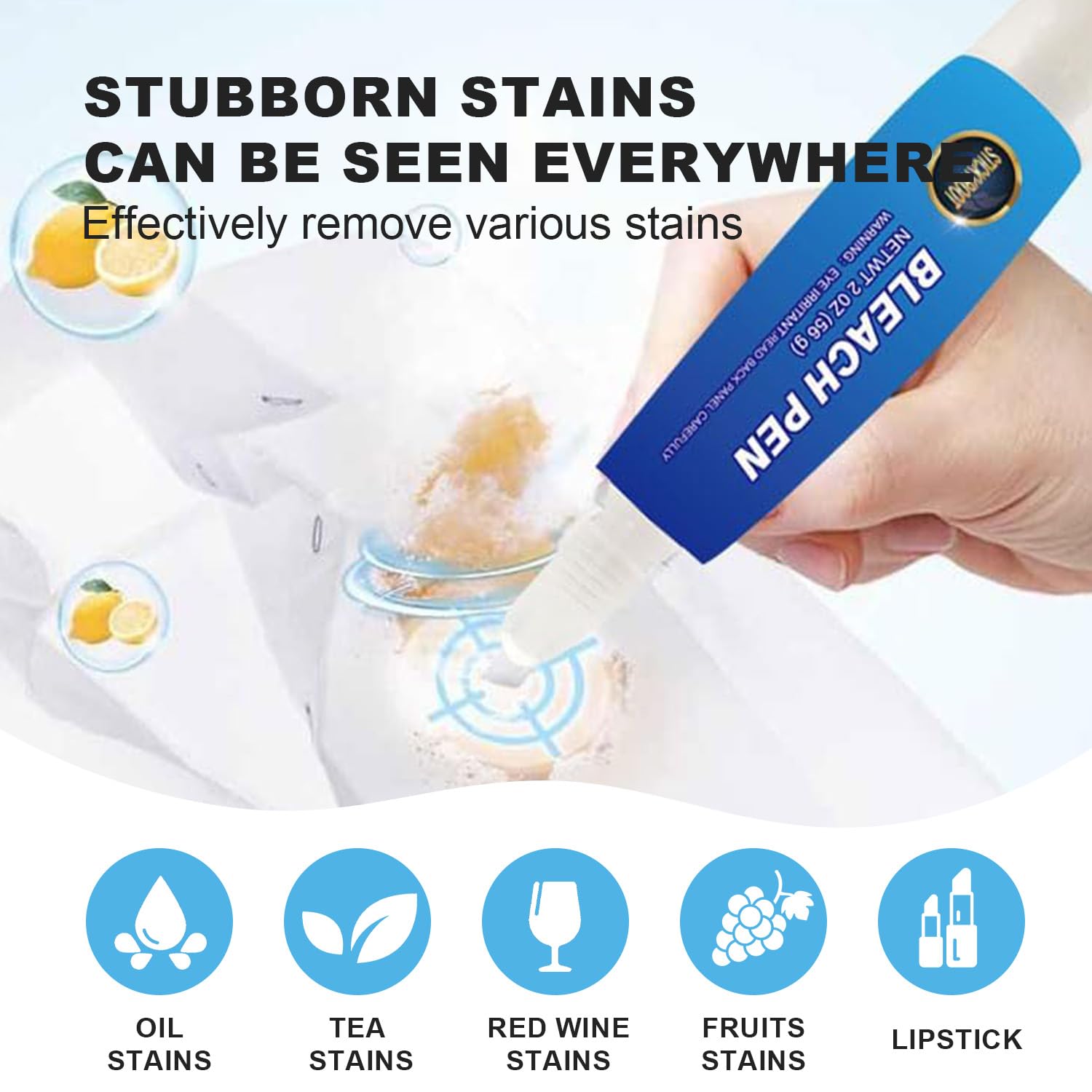 Bleach Pen Gel for Clothes - Stain Remover Pen for Travel, Instant Stain Removal, Travel Size Toiletries & Essentials | Perfect for On-the-Go Stain Treatment, Travel Accessories, and Quick Fabric Care