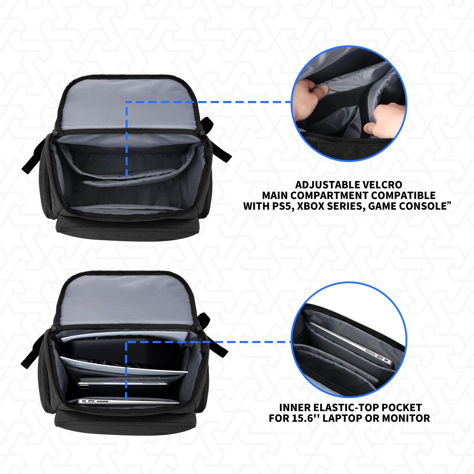 PS5/PS4/Xbox One Travel Backpack - Waterproof Gaming Laptop Bag with Padded Compartment for 15.6