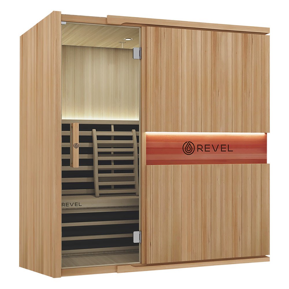 Revel Recovery Aura 4 Person Full Spectrum Infrared Sauna for Home Spa Therapy & Muscle Relaxation - Perfect for Family Wellness & Detox Sessions