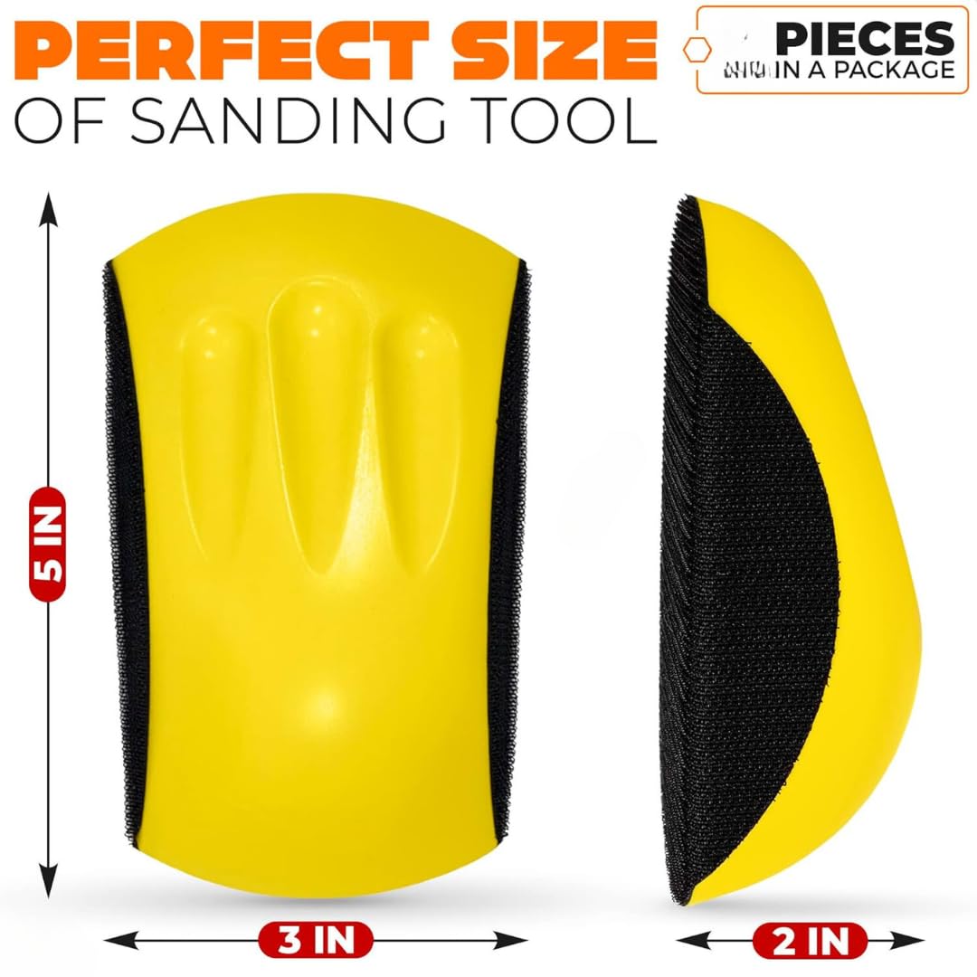 Hook and Loop Hand Sanding Block 5 Inch - Auto Body & Woodworking Sanding Pad with Mouse Sandpaper - Durable Furniture & Automotive Sander Tool (1PK) - Perfect for DIY Projects, Car Repair & Craft Sanding