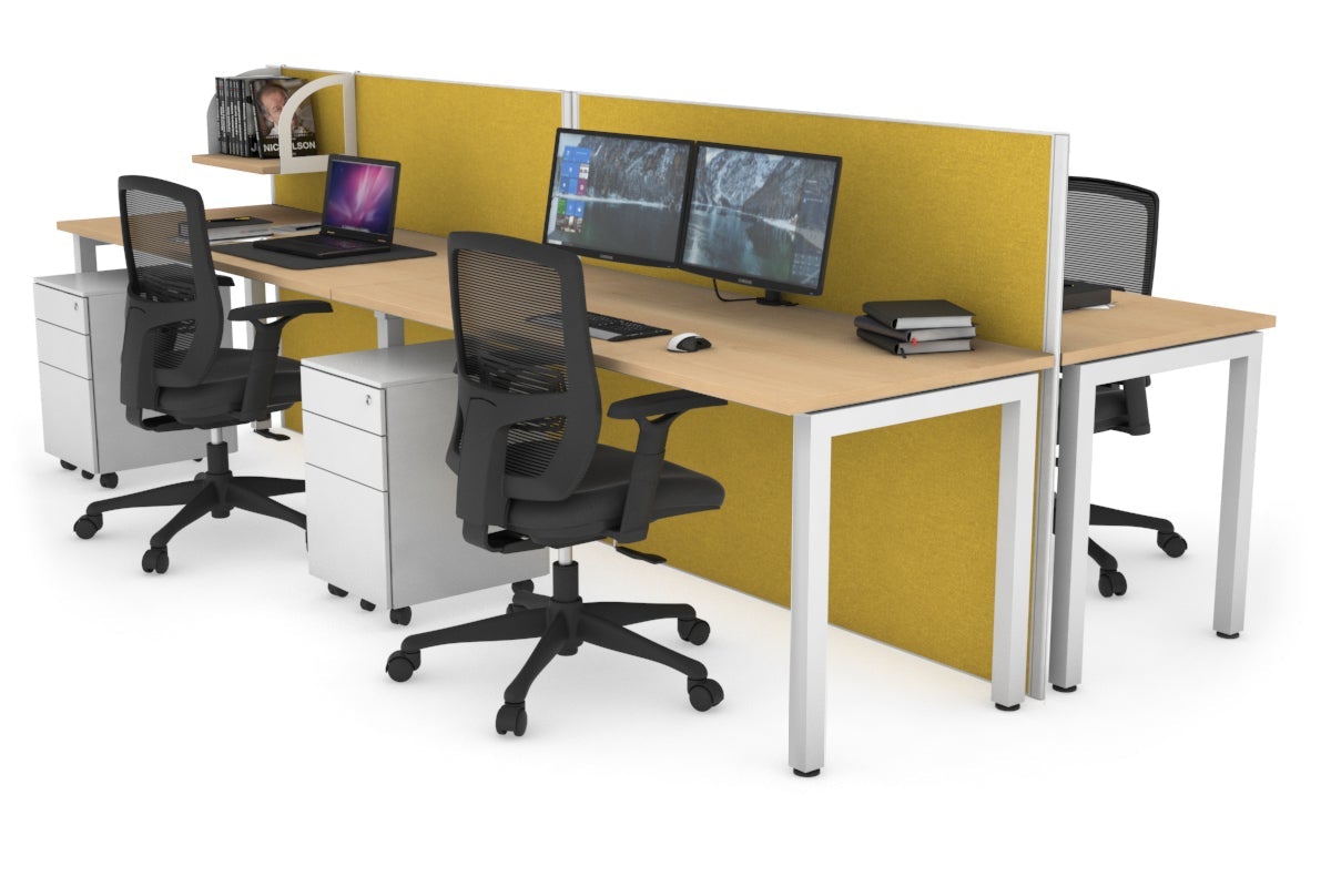 Horizon Quadro 4-Person Office Workstation Bench with Square Legs - 1600L x 700W Dimensions - Perfect for Collaborative Workspaces, Conference Rooms & Open Office Layouts