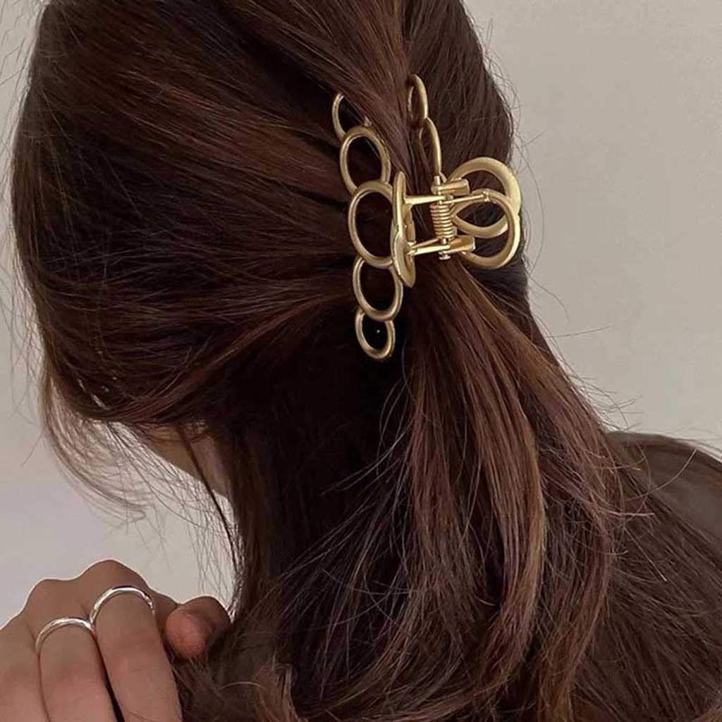 Geometric Hair Claw Clips for Women & Girls - Solid Color Hollow Crab Hair Clamps | Hair Accessories for School, Work, Parties & Everyday Use (Color A)