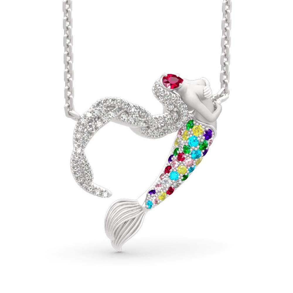 Jeulia Sterling Silver Mermaid Pendant Necklace for Women - Elegant Ocean-Themed Jewelry Gift for Girlfriend, Wife, Valentine's Day & Birthday - Comes with Jewelry Box | Perfect for Beach Vacations, Romantic Dates & Special Occasions