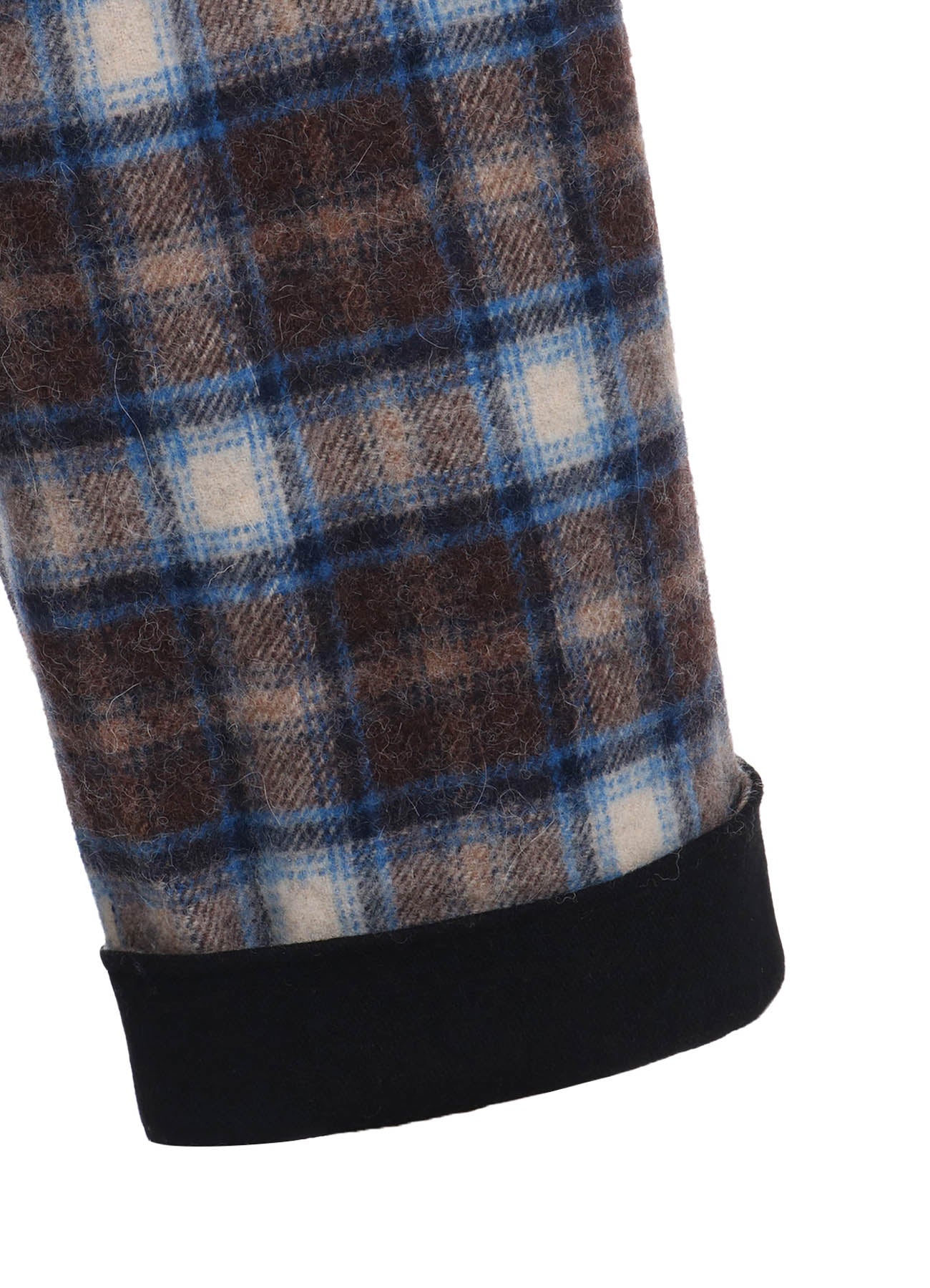 Stylish Checked Shaggy Wool Side Cut Off Pants for Women - Trendy High Waist Wide Leg Trousers for Casual Outfits & Winter Fashion