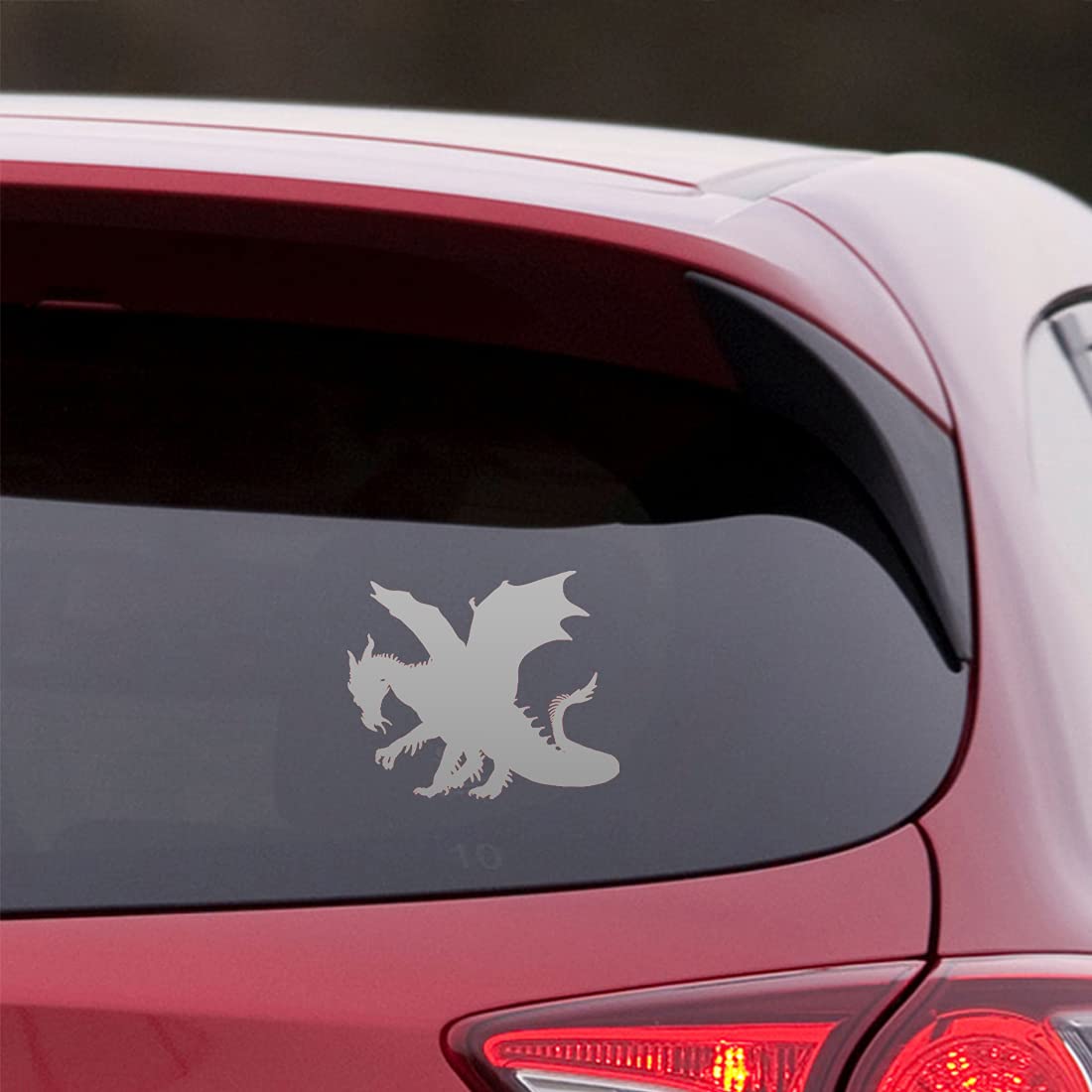 Premium Waterproof Vinyl Decal Stickers - Dragon 6 (Metallic Silver) Set of 2 - Durable Laptop, Phone, Helmet, Car Window Decals for Home & Office Decor, DIY Crafts, Gift Ideas