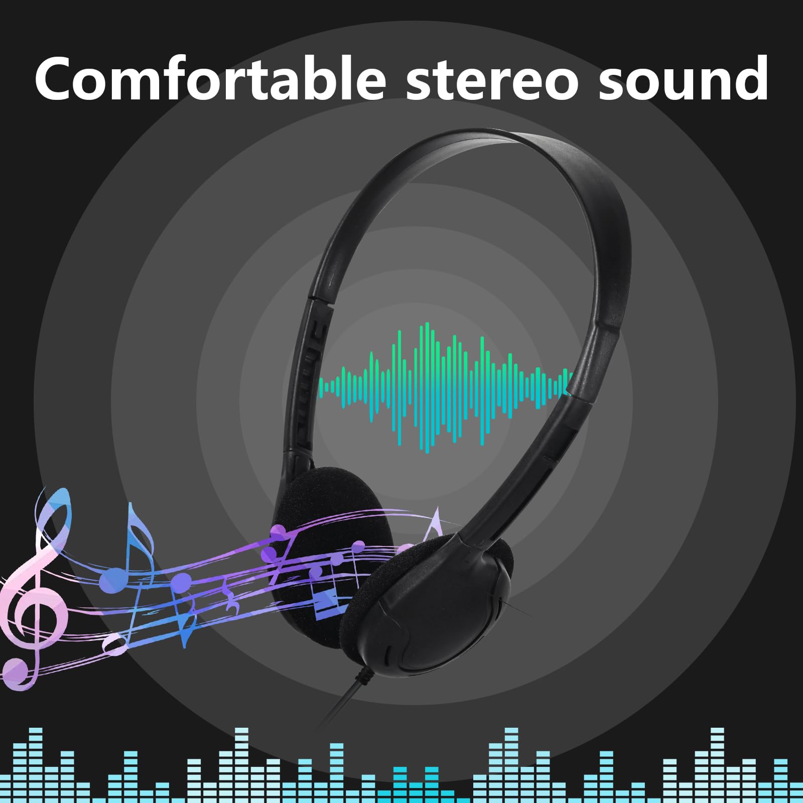 **20 Pack Bulk Kids Headphones for Classroom - 3.5mm Jack Wired Headphones for School Students, Children & Teens - Boys & Girls (Black) - Perfect for Online Learning, Study & Classroom Activities**