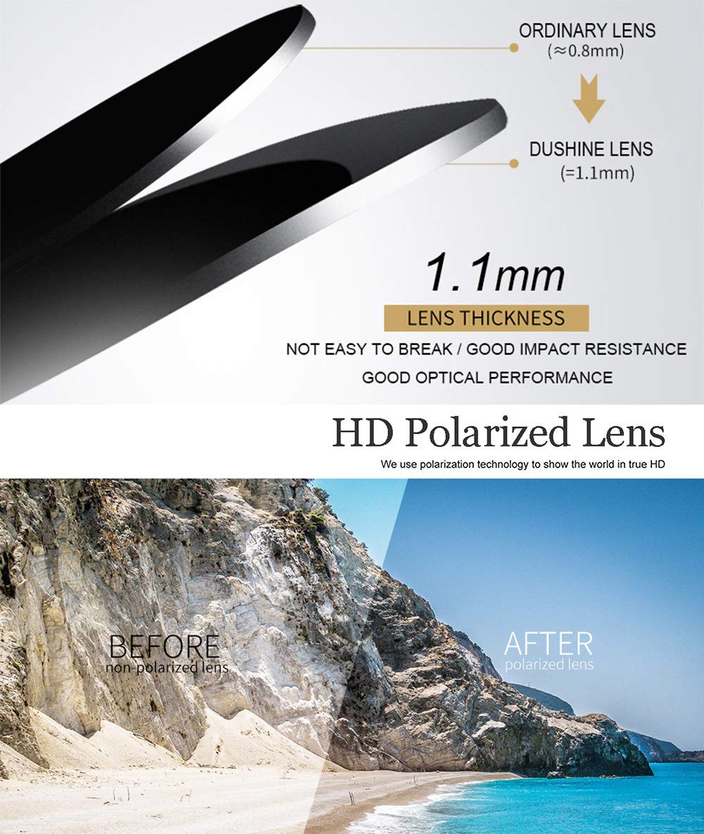 DUSHINE Polarized Round Double Bridge Sunglasses for Women & Men - 100% UV Protection - Fashionable & Lightweight for Driving, Beach, Outdoor Activities