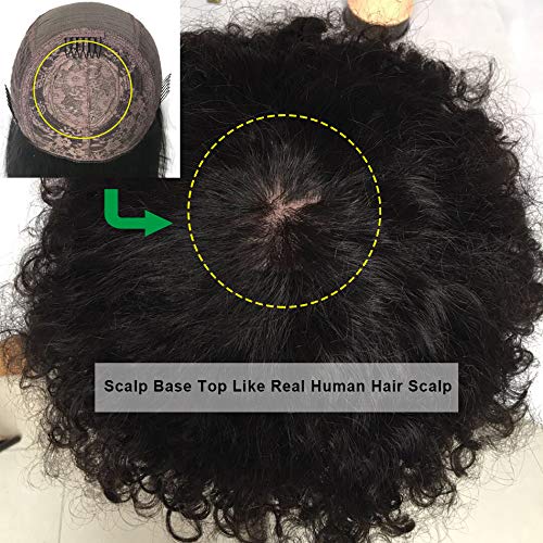 Afro Kinky Curly Human Hair Wig with Bangs - 200% Density Virgin Brazilian Hair Short Curly Wig (20 Inch) - Machine Made Scalp Top for Natural Look | Perfect for Cosplay, Daily Wear & Protective Hairstyles