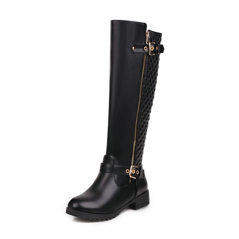 Women's Knee High Flat Boots - Thigh High Motorcycle Martin Boots for Autumn & Winter | Stylish & Comfortable for Riding, Casual Wear & Outdoor Activities