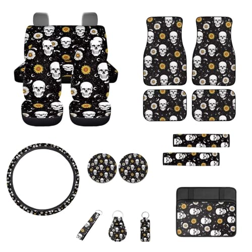 Skull Sunflower Moon - Black and White