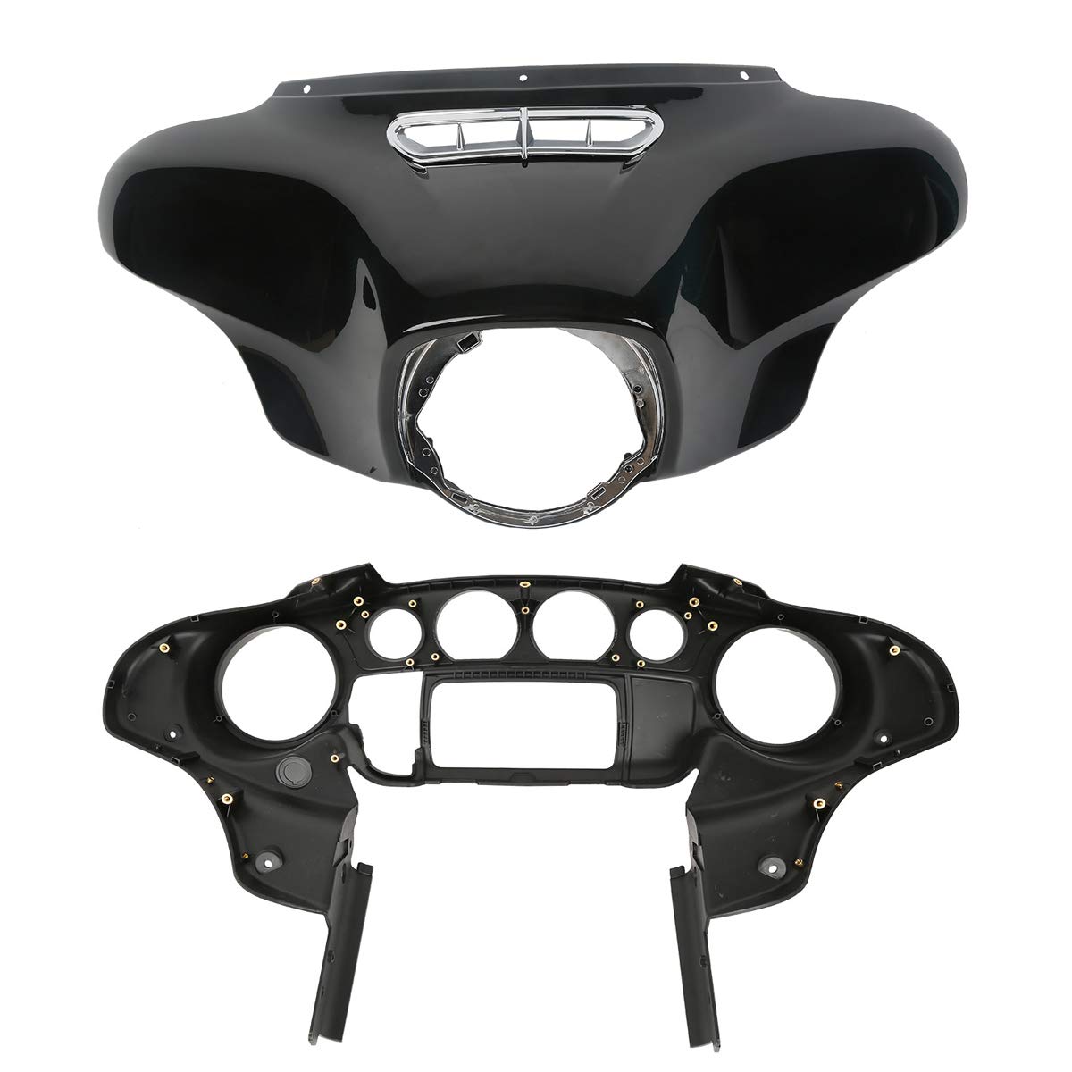 **Black Front Outer with Inner Batwing Upper Fairing Cowl for 2014-2023 Harley Davidson Touring Electra Glide, Street Glide & Trike Models – Perfect for Wind Protection & Custom Styling**
