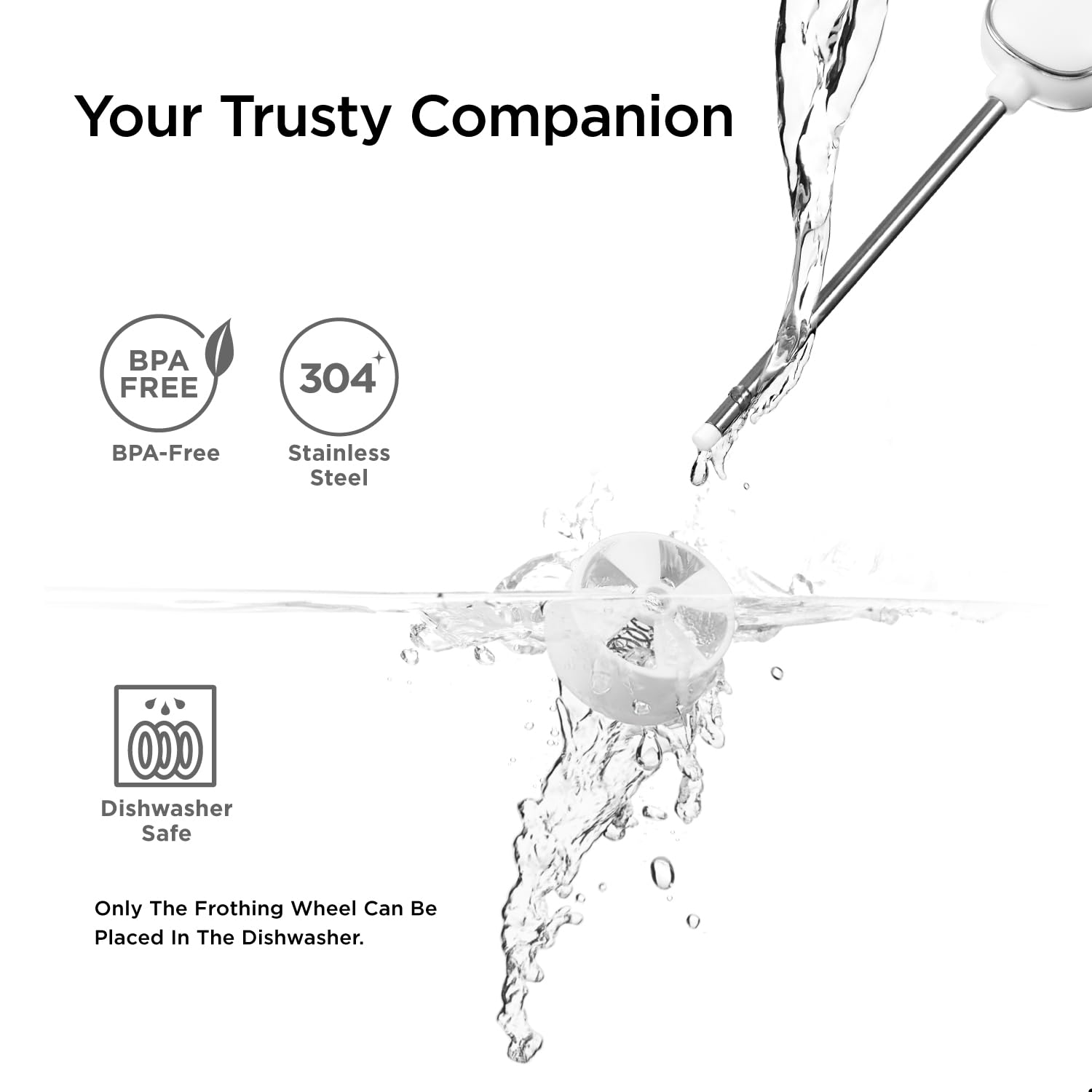 Kitchen Mama Silkwhisk Electric Milk Frother - Handheld Battery Operated Mini Drink Mixer for Coffee, Cappuccino, Lattes, Hot Chocolate, Matcha & Protein Shakes - Cold Foam Maker & Frother Wand (Metal Gray) - Perfect for Home, Office & Coffee Shops
