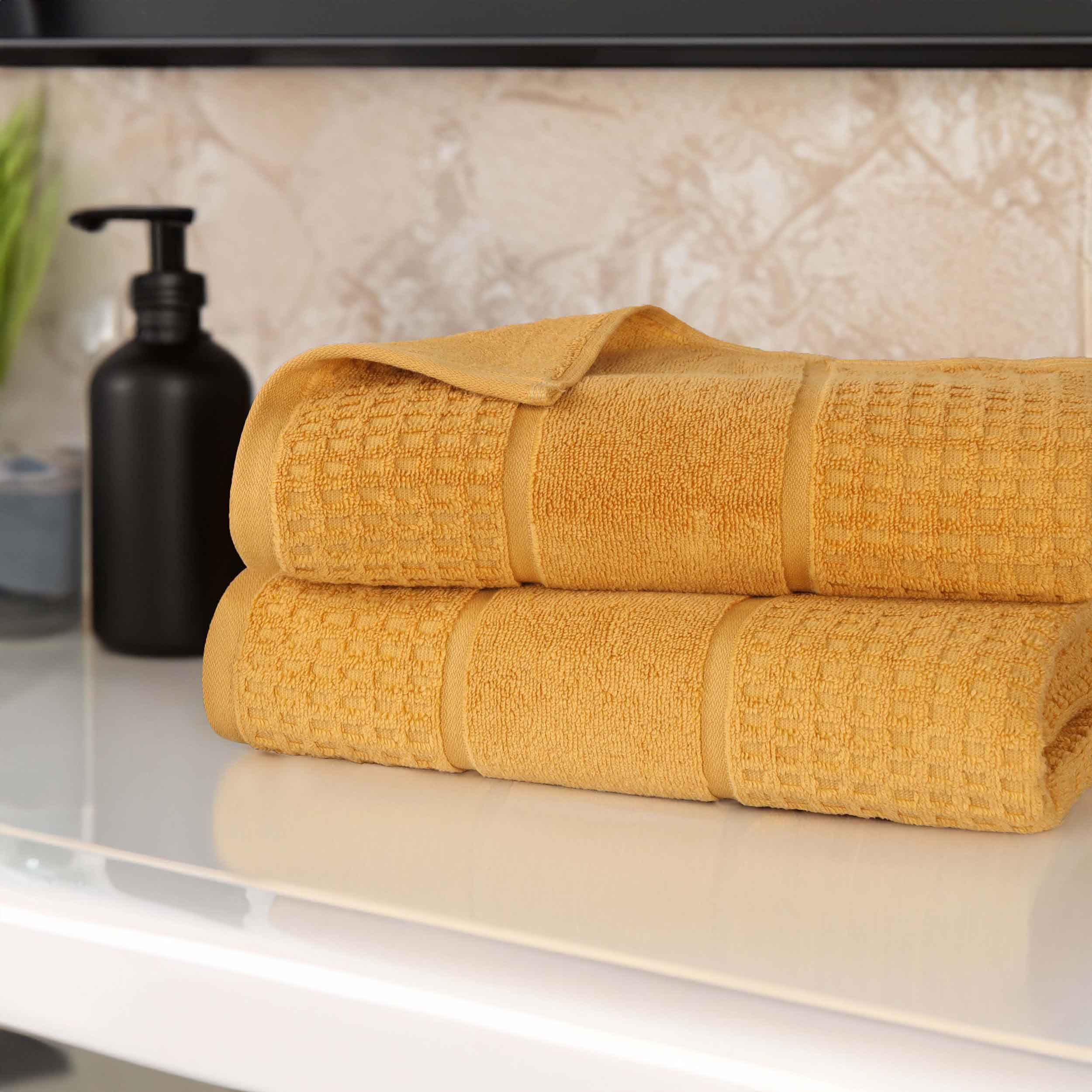 Premium Zero Twist Cotton Waffle Honeycomb Bath Towel Set of 2 - Ultra Soft & Highly Absorbent - Perfect for Spa, Bathroom & Luxury Hotel Use