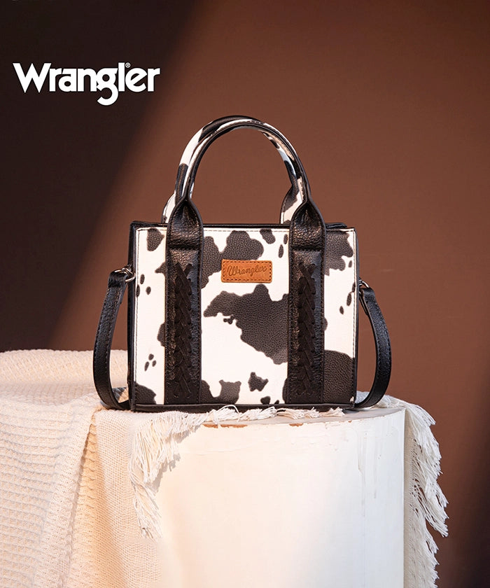 Wrangler Cow Print Mini Tote Bag - Stylish Western Crossbody Purse for Women | Perfect for Shopping, Travel & Everyday Use