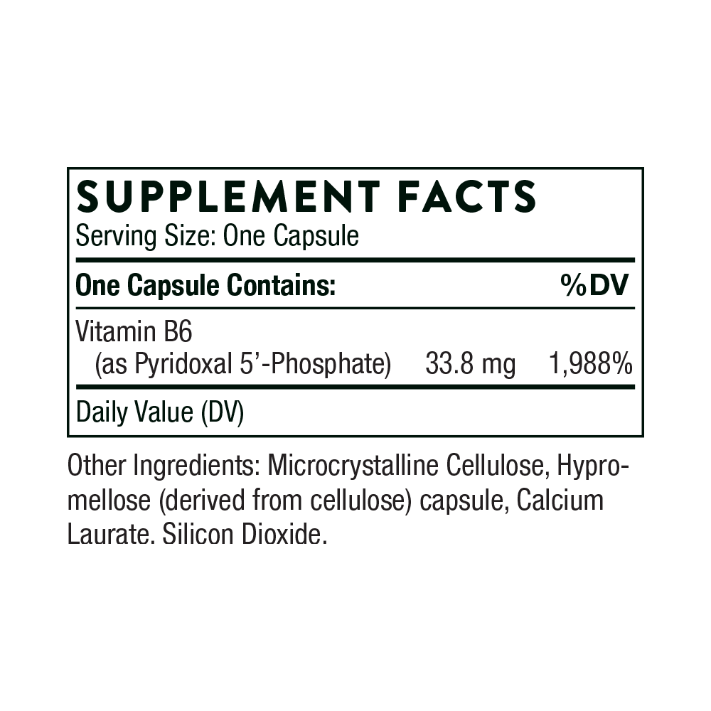 Pyridoxal 5' Phosphate (P5P) Supplement - Active Vitamin B6 for Brain Health, Metabolism & Nervous System Support - Ideal for Stress Relief & Energy Boost
