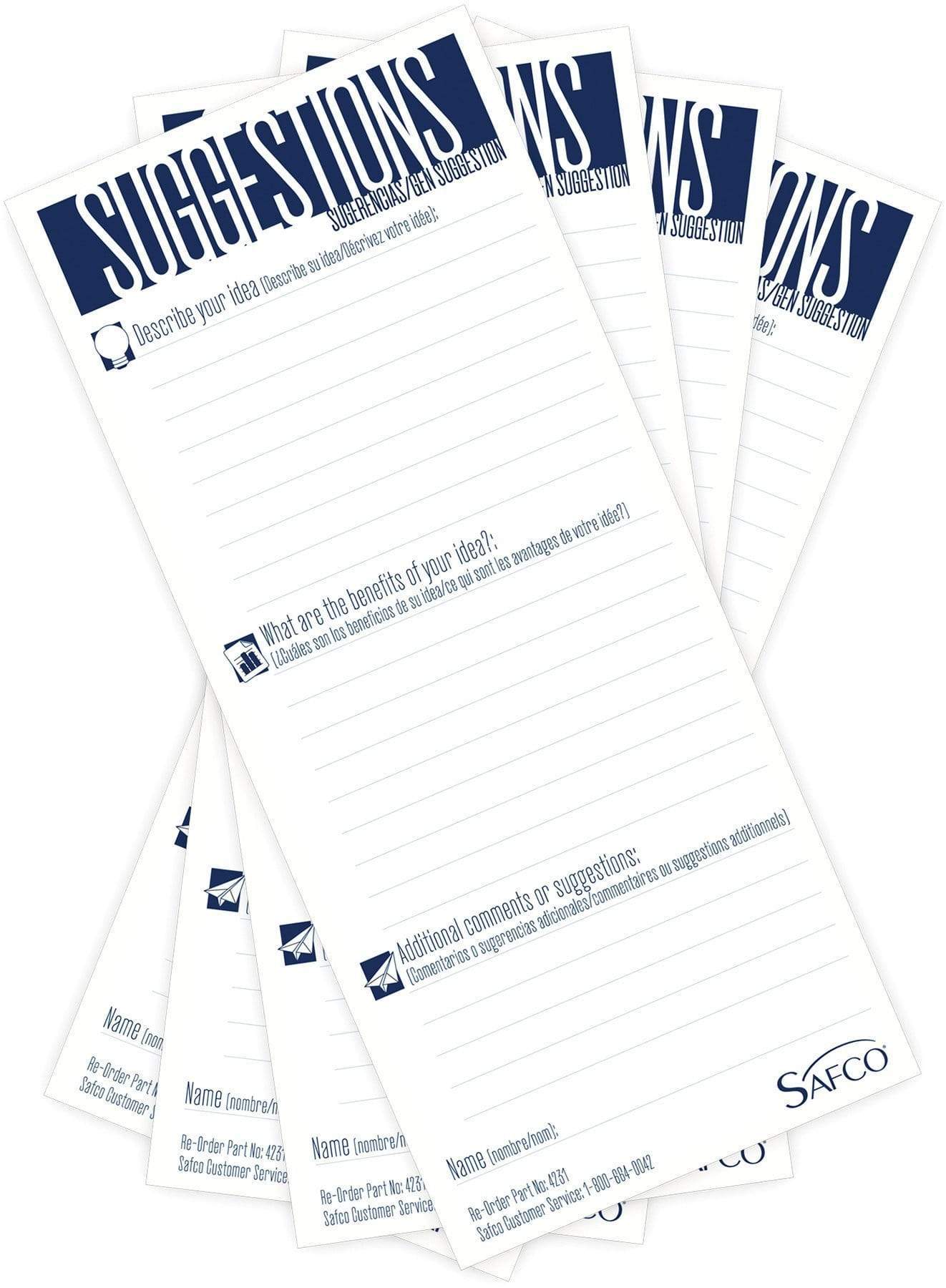 Safco 4231 Refill Suggestion Cards - Pack of 1500 | Customer Feedback Forms for Restaurants, Hotels & Retail Businesses | Durable White Cardstock for Comment Boxes & Service Improvement