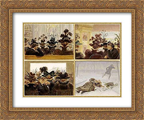 Henry Edward Lamson 18x15 Gold Ornate Framed Double Matted Museum Art Print - The Artist's Commentary on Women's Hats - Perfect for Living Room Decor, Office Wall Art & Vintage Home Interiors