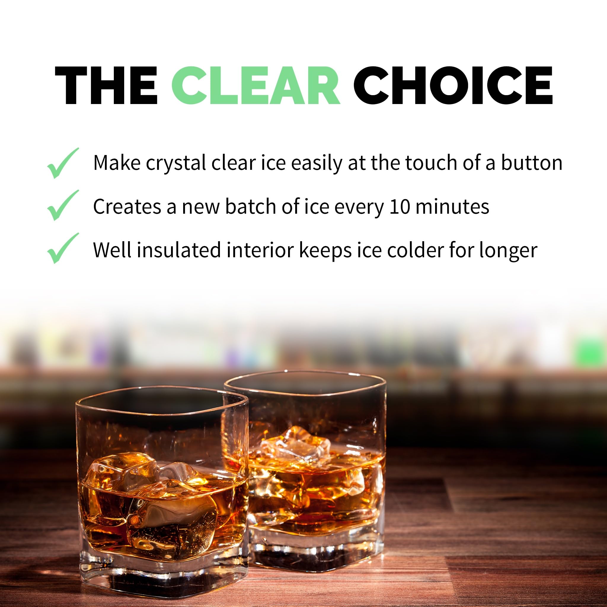 Premium Clear Ice Cube Maker Machine - Fast 15-Minute First Batch, 40 lbs Daily Output | Stainless Steel Countertop Portable Design (IM200SS) | Perfect for Home Bars, Cocktails, and Commercial Use