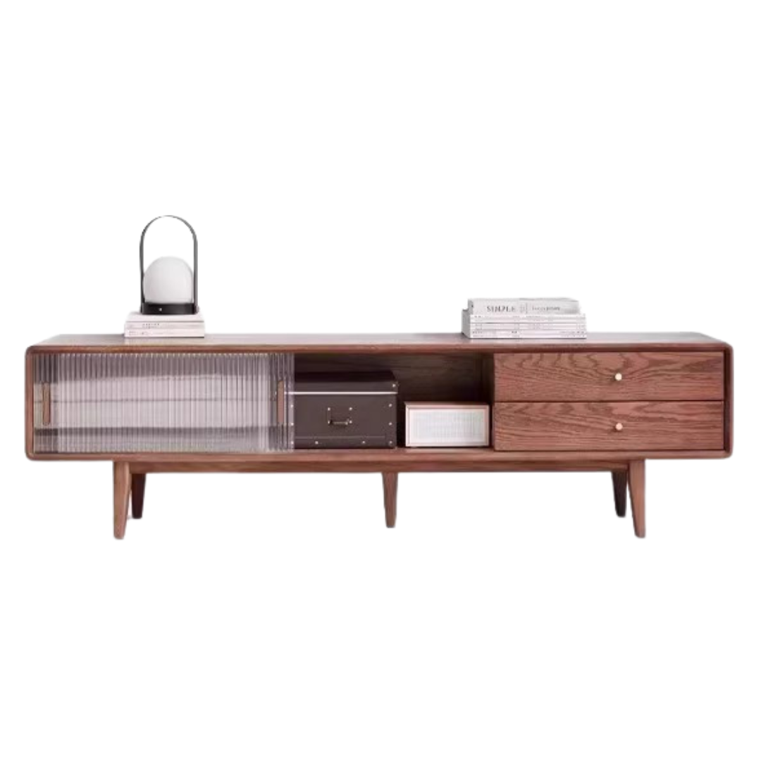 70.9x13.8x17.7 inch/ 180x35x45сm/ Walnut color/ Glass sliding door TV cabinet