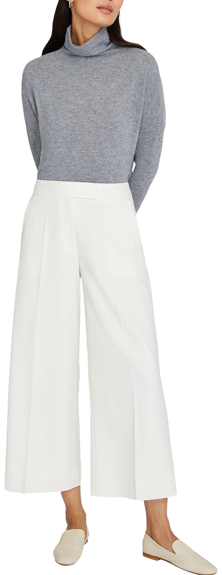 Club Monaco Women's Wide Leg Borrem Pants - High Waisted Linen Blend Trousers for Casual & Office Wear | Summer Comfort Stretch Fabric | Perfect for Business Casual, Travel & Weekend Outings