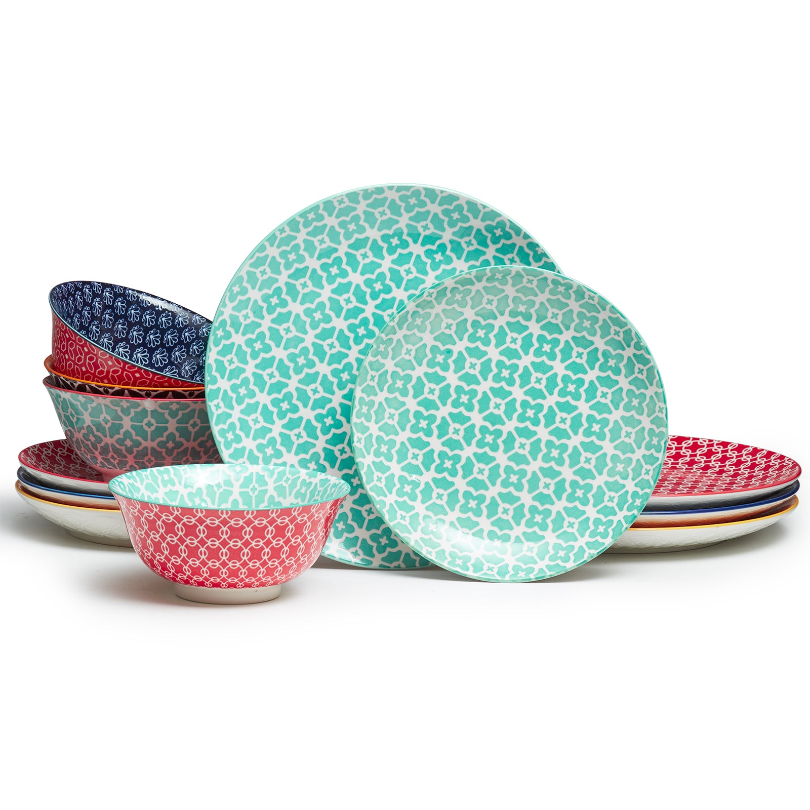 Premium 12-Piece Ceramic Dinnerware Set for 4 - Elegant Stoneware Plates, Bowls & Mugs - Perfect for Family Dinners, Entertaining Guests & Everyday Use