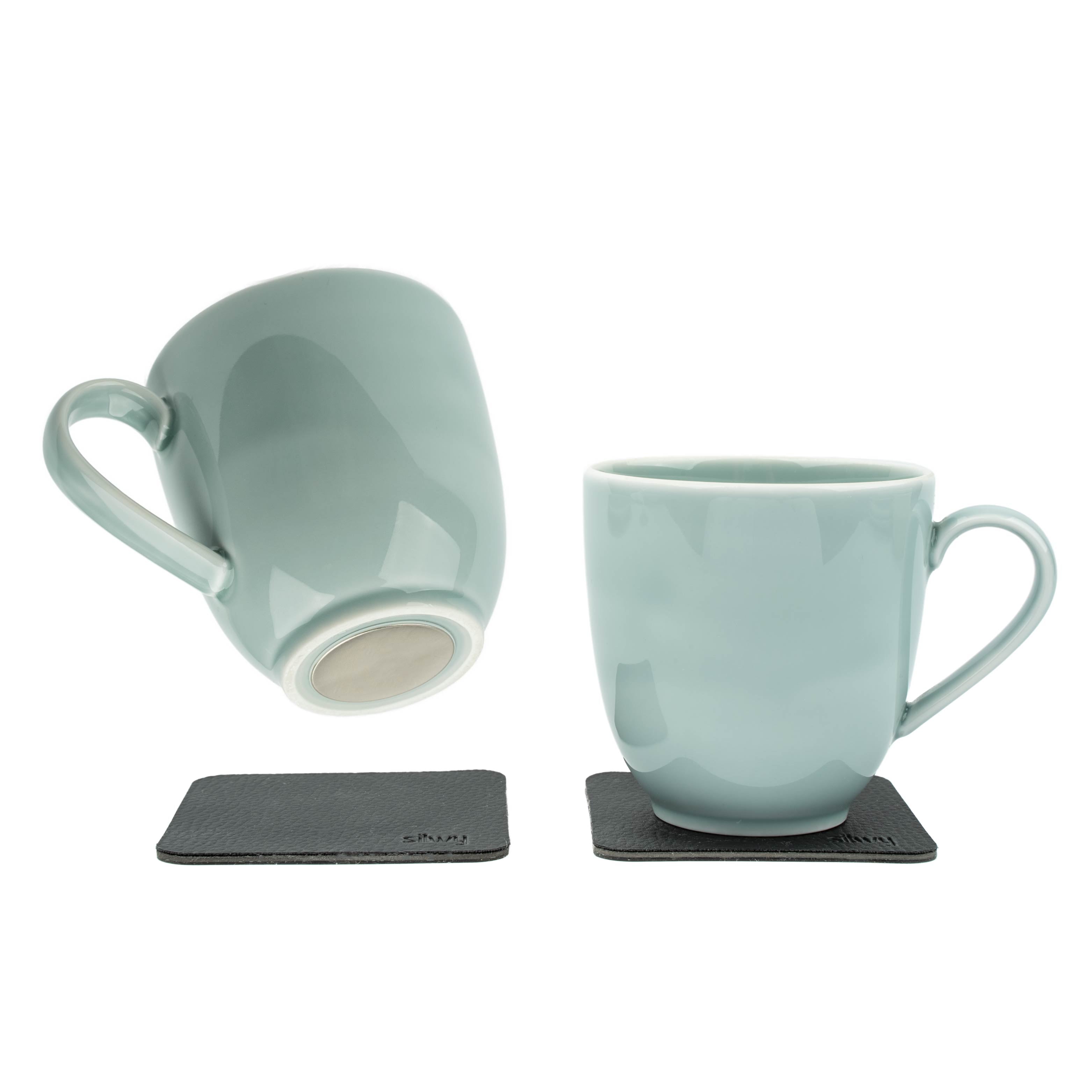 Premium Magnetic Porcelain Mugs in Cyan - Perfect for Office, Home & Travel - Stylish & Functional Drinkware for Coffee, Tea & Hot Beverages