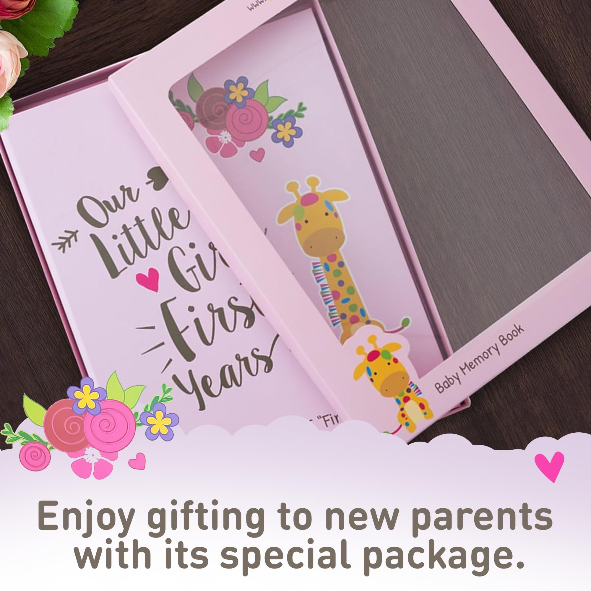 Ronica Baby Girl Memory Book - Easy-to-Use Photo Album & Scrapbook for New Parents | Record Milestones, First Photos & Special Moments | Perfect Baby Shower Gift & First Year Keepsake