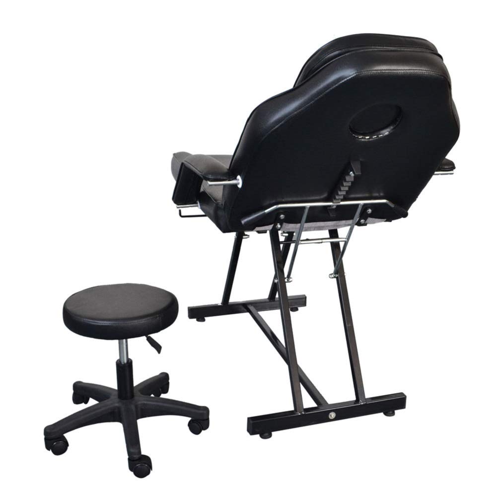 Ochine Professional Multi-Purpose Spa Facial Bed - Tattoo & Massage Salon Table with Adjustable Stool, Black | Perfect for Facial Treatments, Tattoo Sessions & Beauty Services | Ships from USA