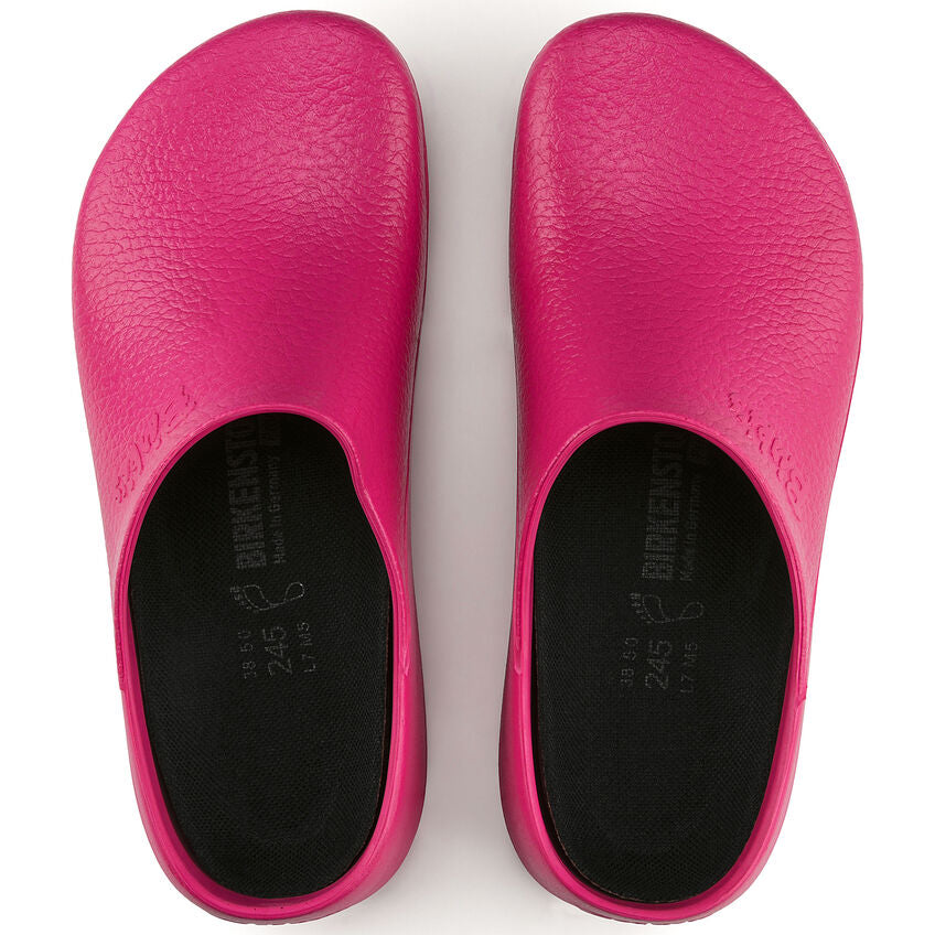 Birkenstock Super Birki Non-Slip Polyurethane Clogs for Women & Men | Comfortable Kitchen & Garden Shoes in Raspberry Sorbet | Ideal for Chefs, Nurses & Healthcare Workers