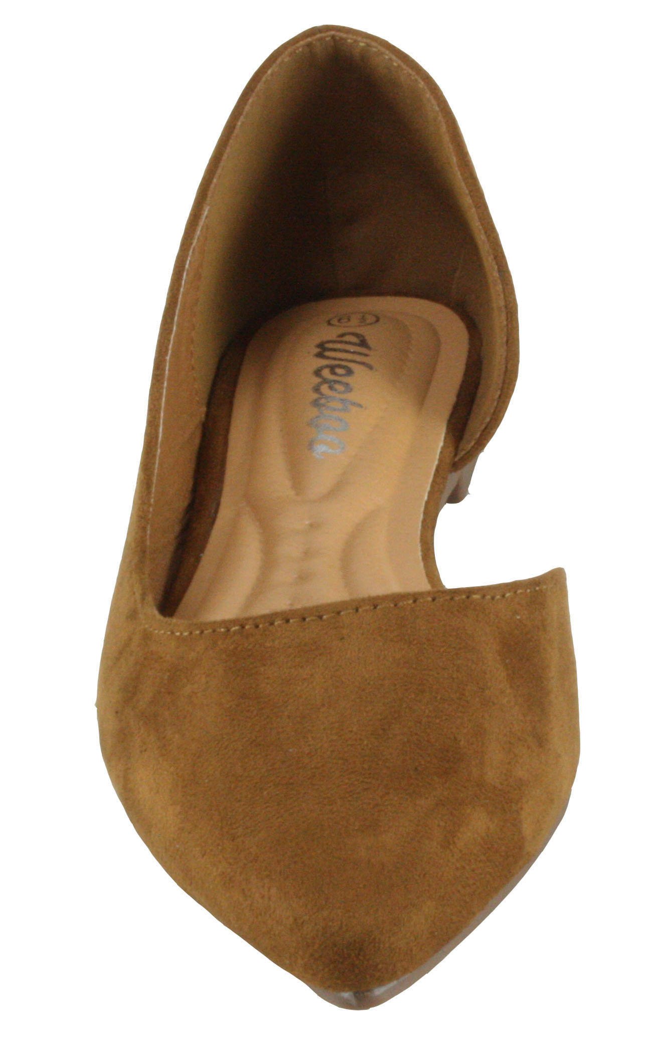 Weeboo Women's Doris-27 Pointed Toe Flats - Faux Suede D'Orsay Ballet Shoes for Work, Office & Dressy Occasions
