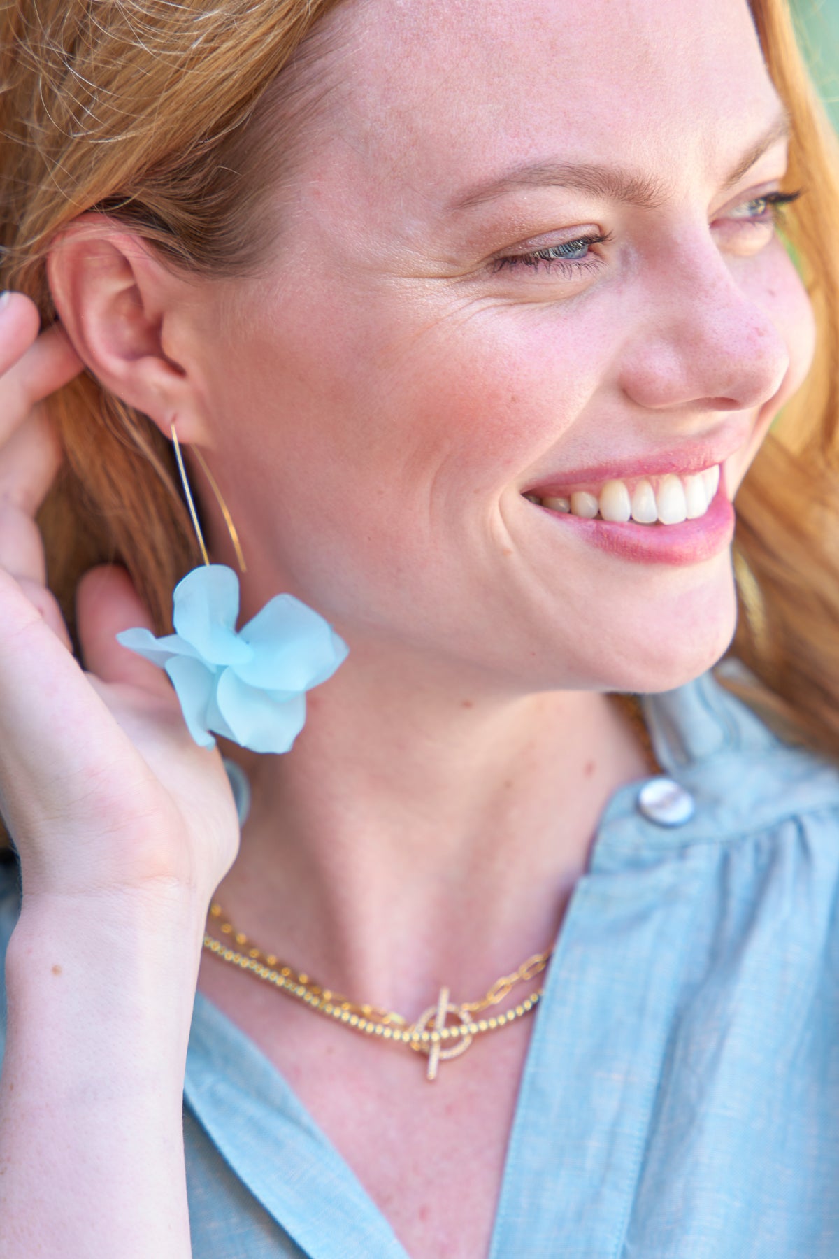 AC Air Bloom Drop Earrings Light Blue - Elegant Dangle Earrings for Women, Perfect for Weddings, Parties & Special Occasions