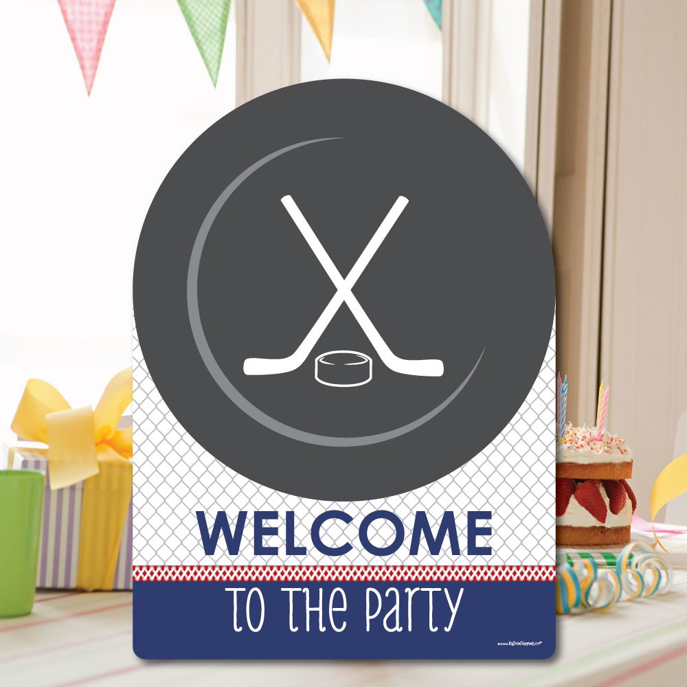 Big Dot of Happiness Shoots and Scores Hockey Party Decorations - Birthday Party or Baby Shower Welcome Yard Sign - Perfect for Hockey Themed Events, Game Day Decor & Sports Celebrations