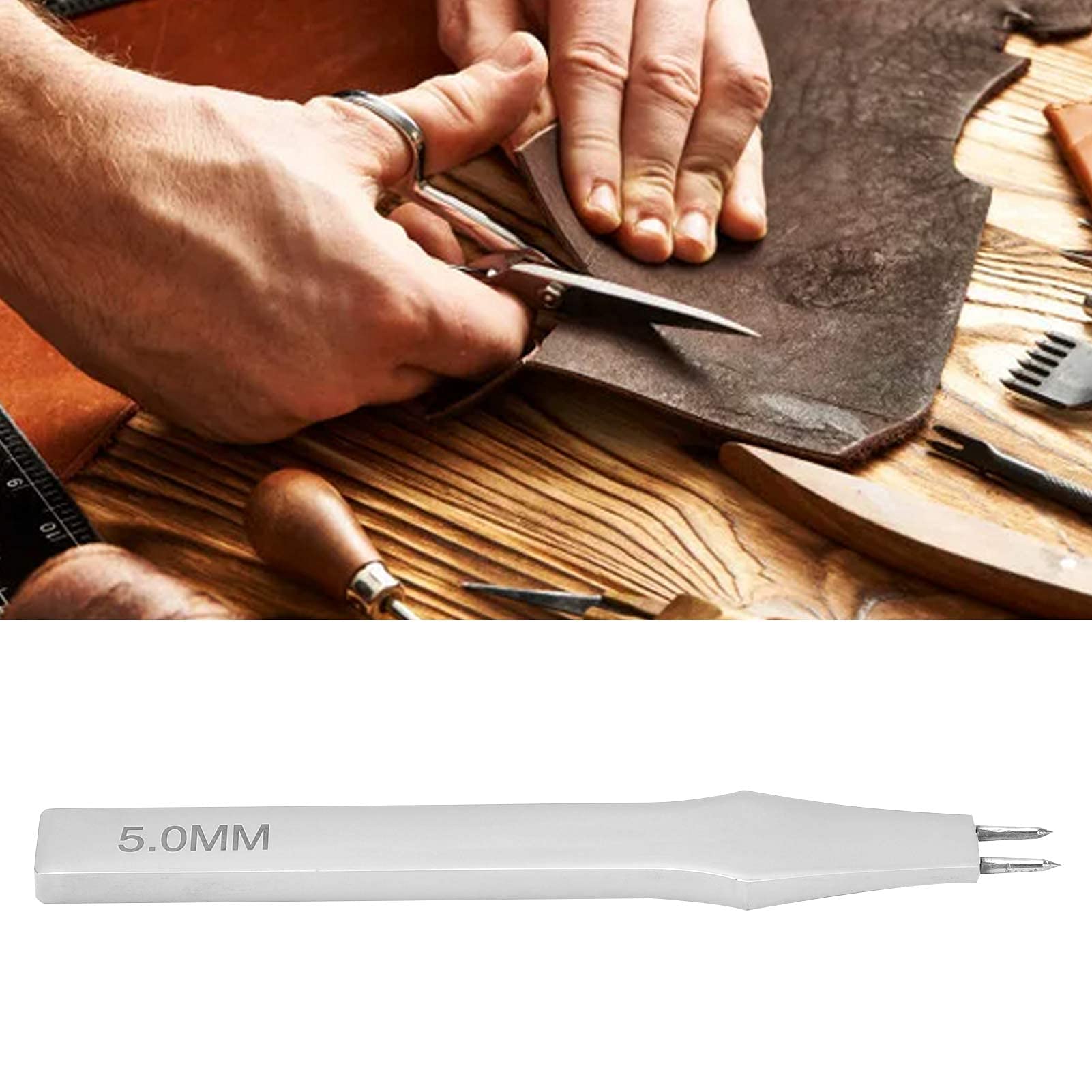 Small Leather Stitching Prong - 2 Teeth Steel DIY Leather Punching Tool | Lightweight & Impact Proof | Perfect for Leather Crafting, Bookbinding & Shoe Repair