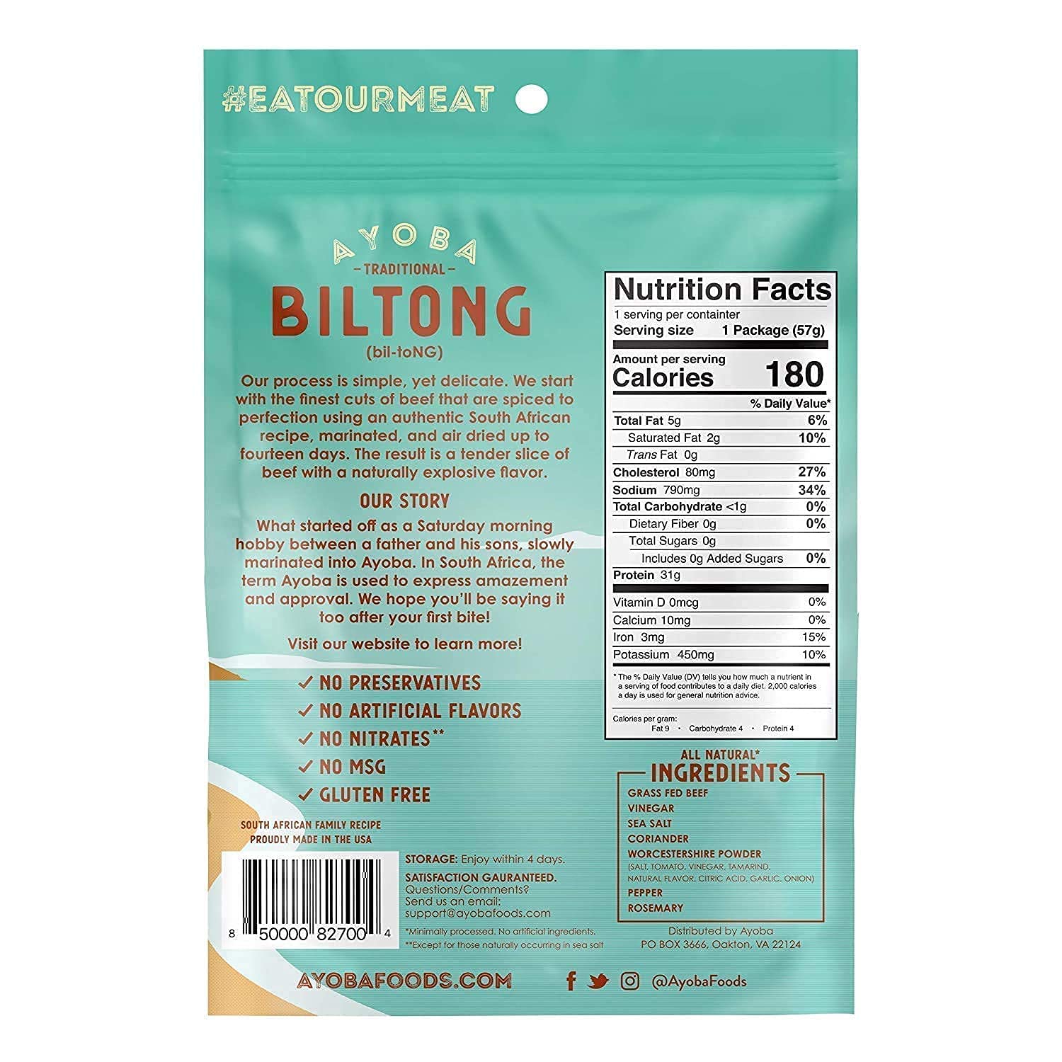**Ayoba Traditional Grass Fed Beef Biltong Slices (2 Ounce, Pack of 3) – Keto, Paleo, Gluten Free, Whole30 Approved, Sugar Free, Low Carb Meat Snacks – Perfect for Hiking, Travel & Healthy On-the-Go Snacking**