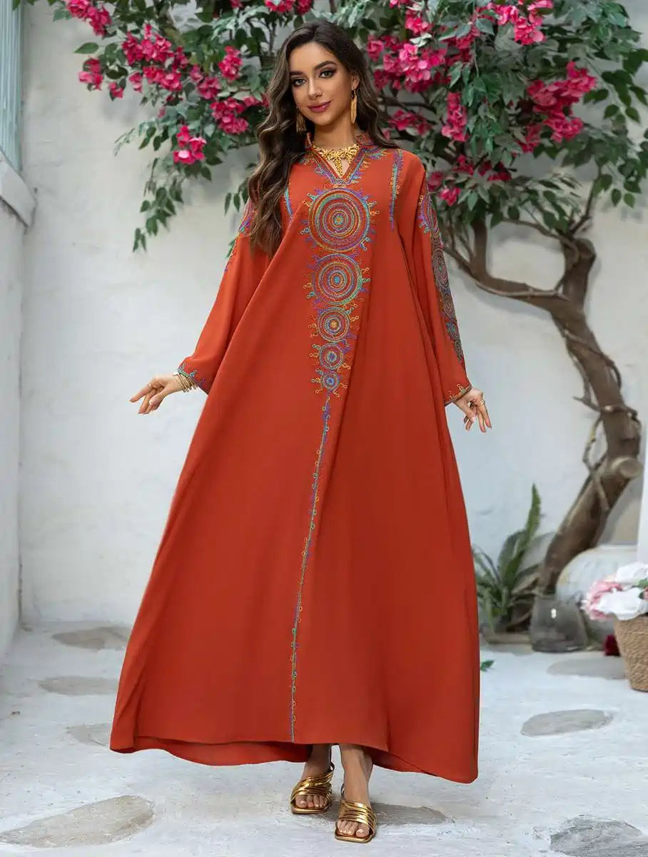 Elegant Eid Jalabiya Caftan Dress for Women - Traditional Embroidered Kaftan Gown - Perfect for Eid Celebrations, Weddings & Special Occasions