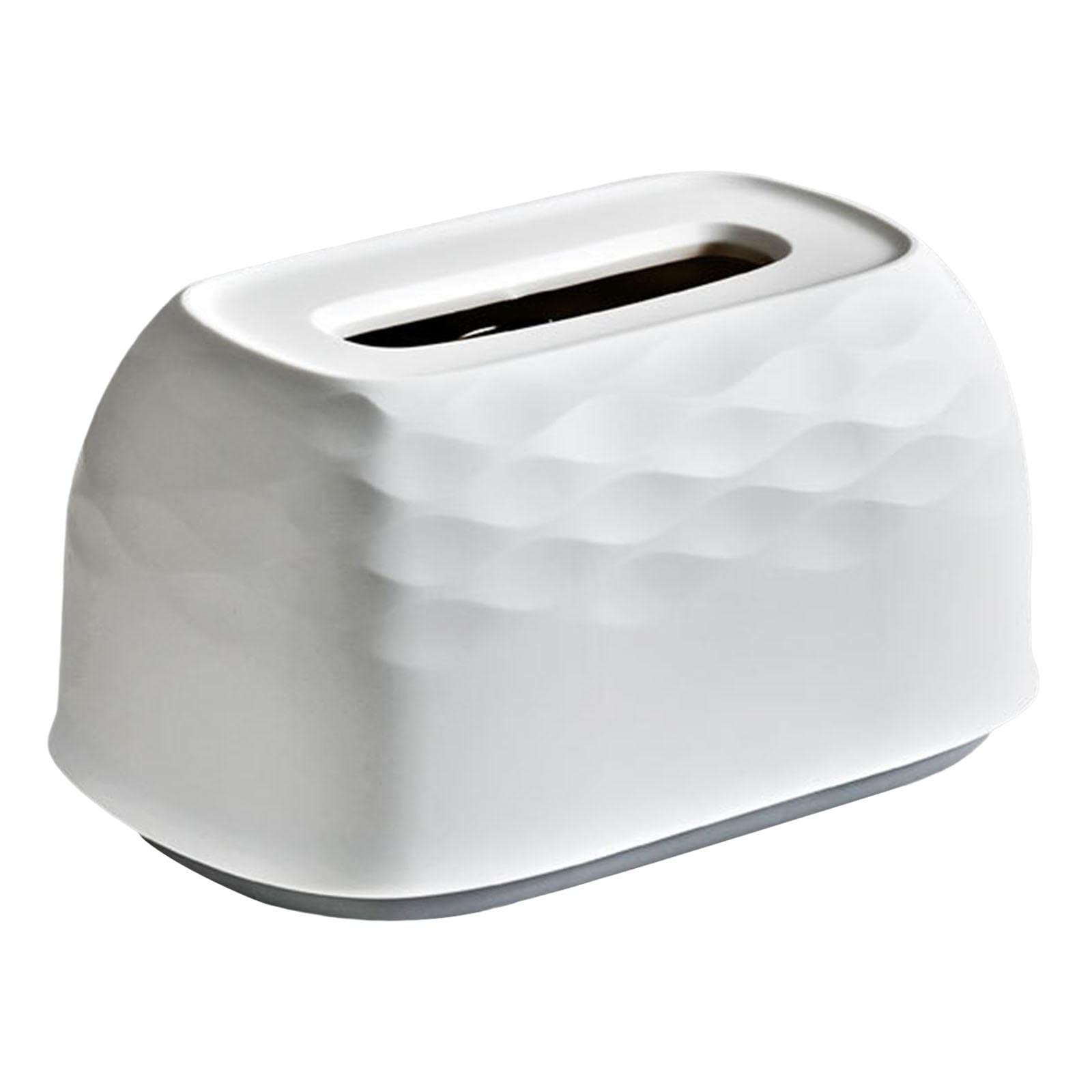 Milageto Modern Tissue Box Dispenser - Pumping Paper Storage Holder & Organizer - Rectangle Design for Bedroom, Hotel, Dresser Decor - White - Perfect for Home, Office & Travel Use