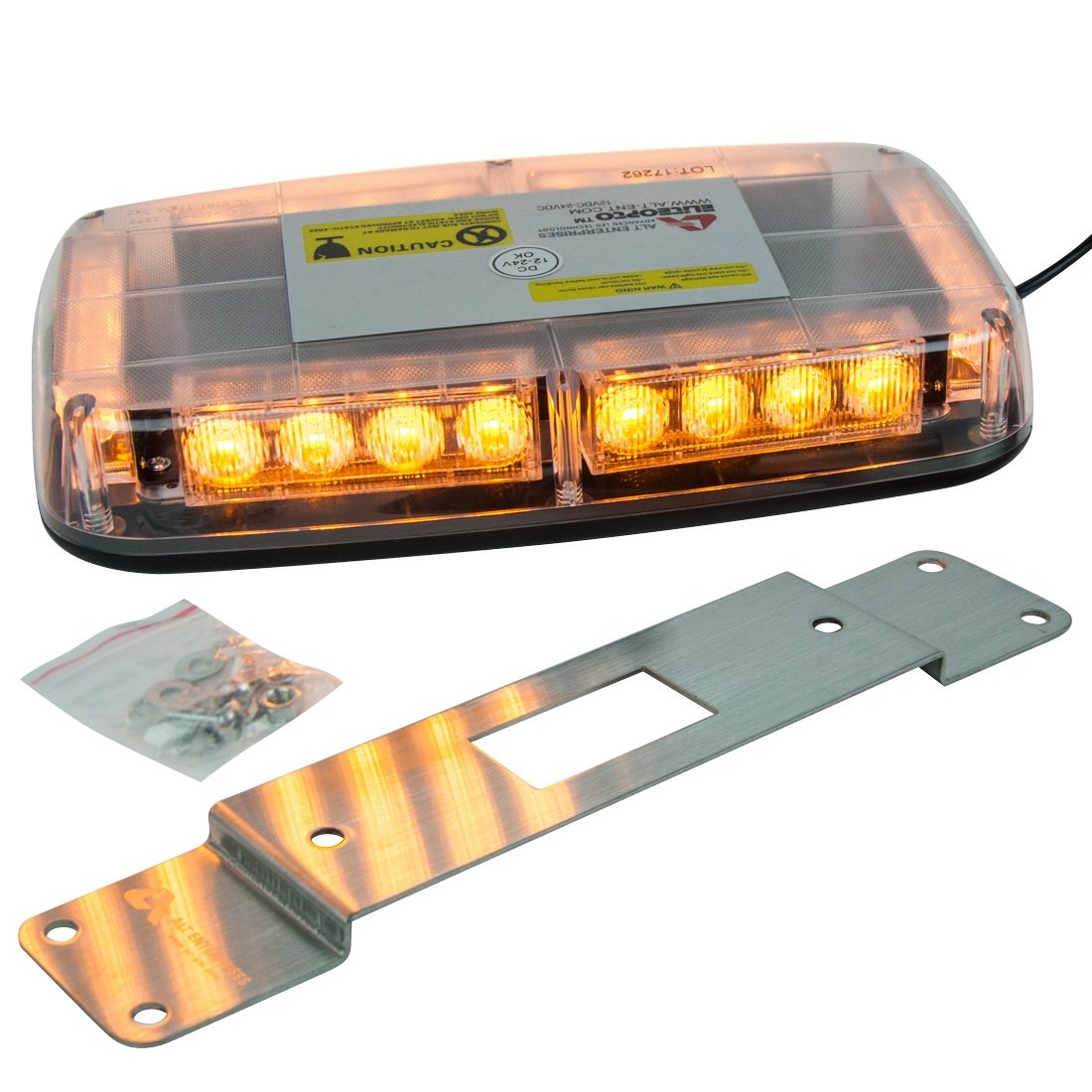 Alt Amber Emergency Warning LED Mini Bar - Portable Safety Light for Vehicles, Roadside Emergencies, Construction Sites & Hazard Warnings
