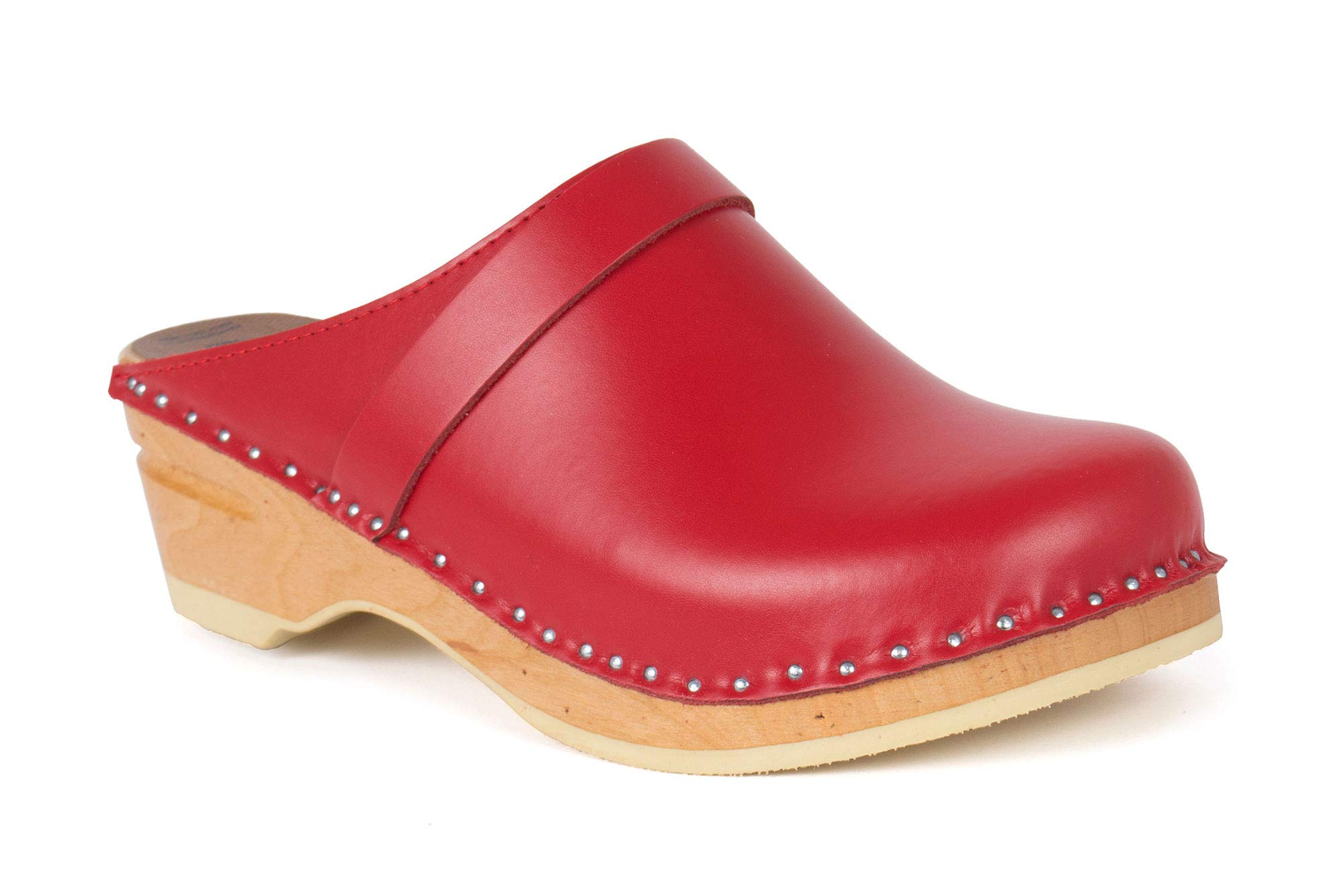 Original Swedish Wooden Clogs for Women - Da Vinci Bastad Slip-On Closed Toe Leather Comfort Shoes | Perfect for Casual Wear, Nursing, and Gardening