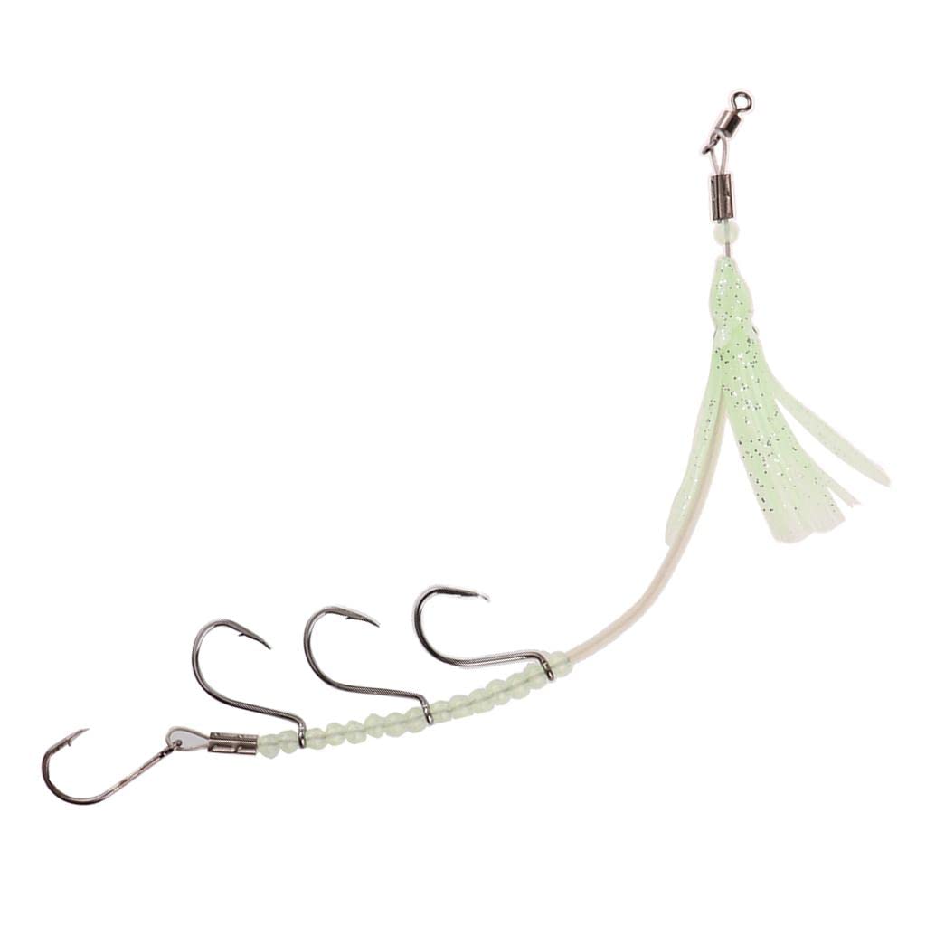 **Ubersweet® 20cm Steel Wire Fishing Hooks - Luminous Flasher Rig for Night Fishing | Durable Noctilucent Tackle for Freshwater & Saltwater Angling**    *(Perfect for night fishing, deep-sea angling, and attracting fish with glow-in-the-dark lure action!)*
