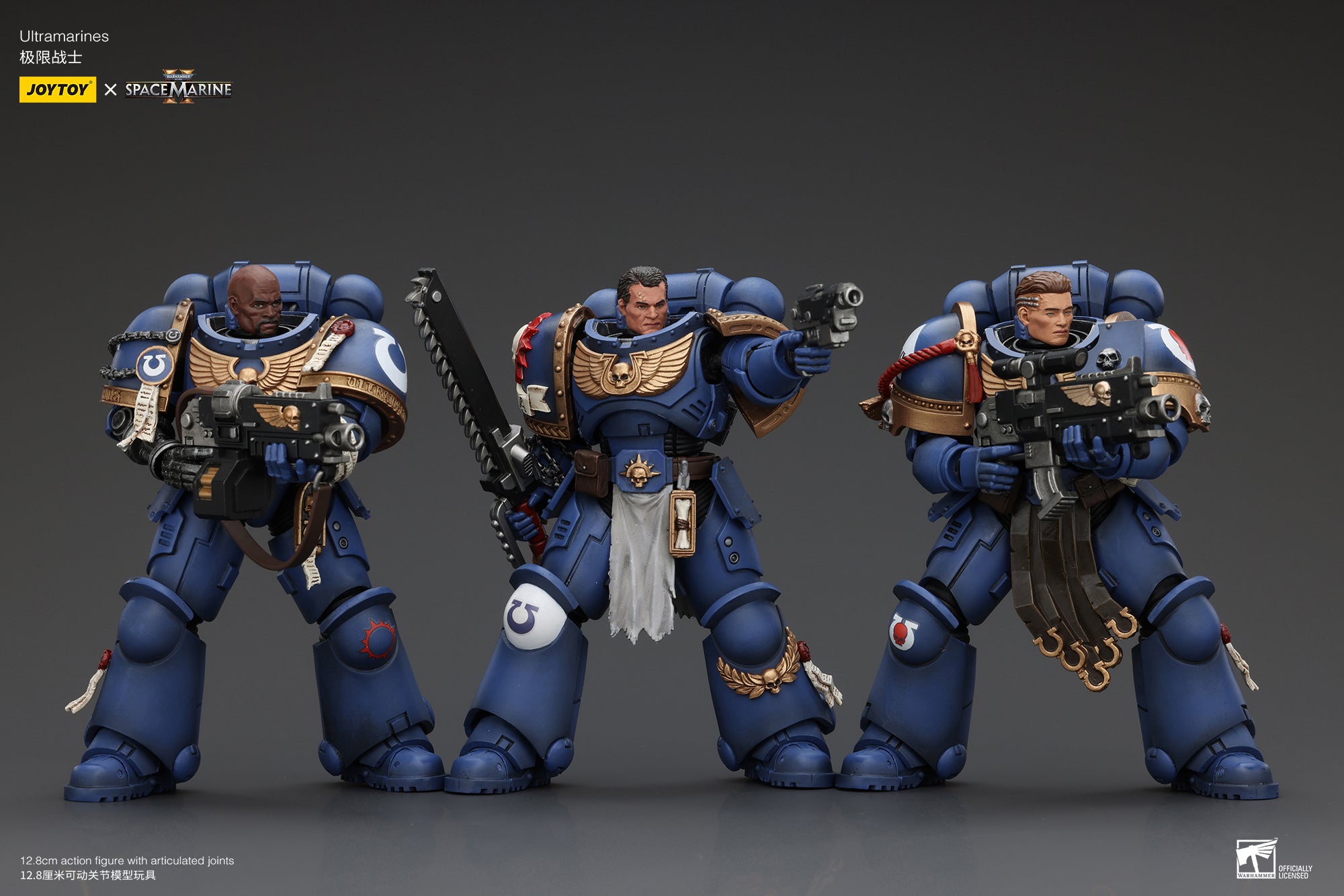 1/18 JOYTOY Warhammer 40K Ultramarines Lieutenant Titus Action Figure - Sergeant Gadriel & Brother Chairon Collectible Model for Tabletop Gaming & Display