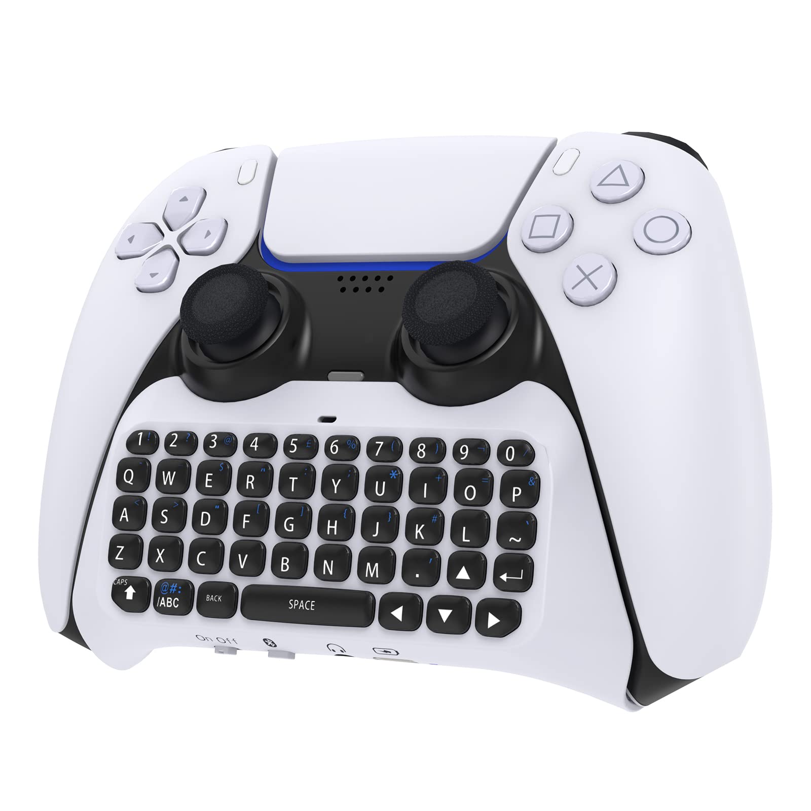 Wireless Bluetooth Mini Keyboard for PS5 Controller - Playstation 5 Chatpad with Built-in Speaker & 3.5mm Audio Jack for Gaming, Messaging and Live Streaming | Perfect for Online Multiplayer, Voice Chat and Quick Text Input During PS5 Gameplay