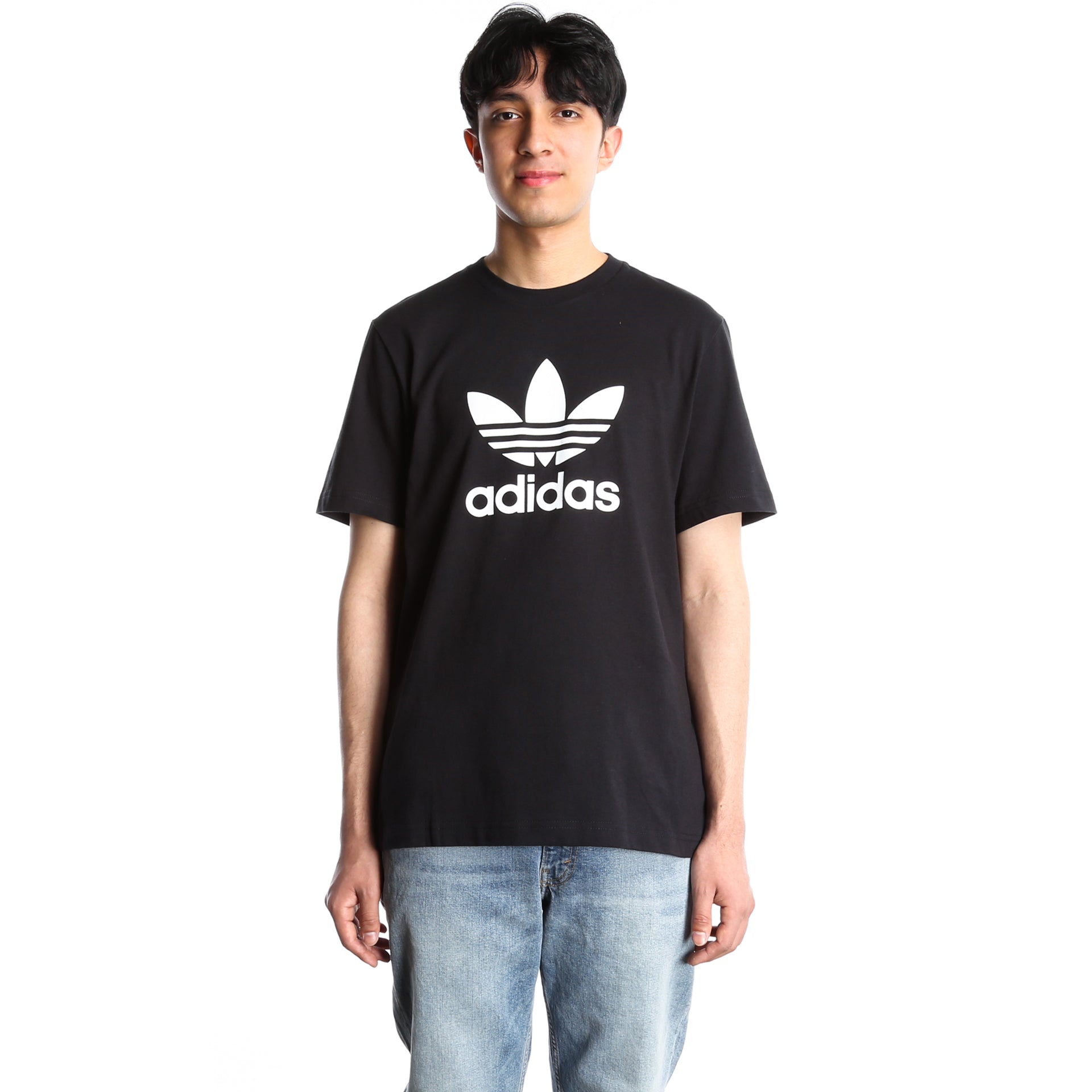 Adidas Men's Trefoil T-Shirt - Black Cotton Crewneck Tee for Casual Wear & Street Style