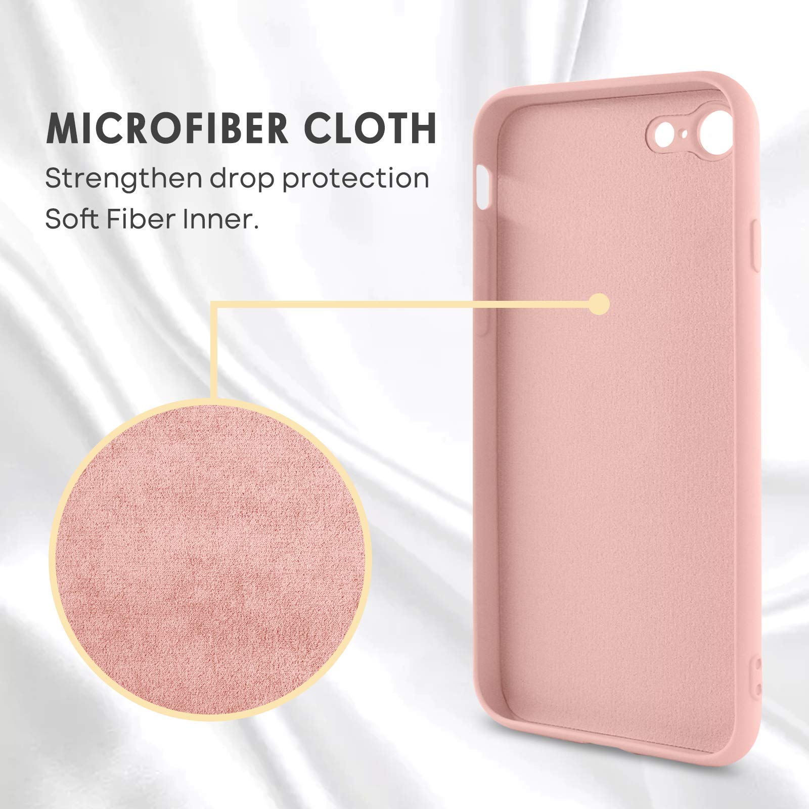 Premium Slim Silicone iPhone SE 2022/2020 & iPhone 8/7 Case - Shockproof Soft Rubber Hybrid Cover with 360° Ring Kickstand (Pink) - Perfect for Women's Daily Protection & Hands-Free Viewing