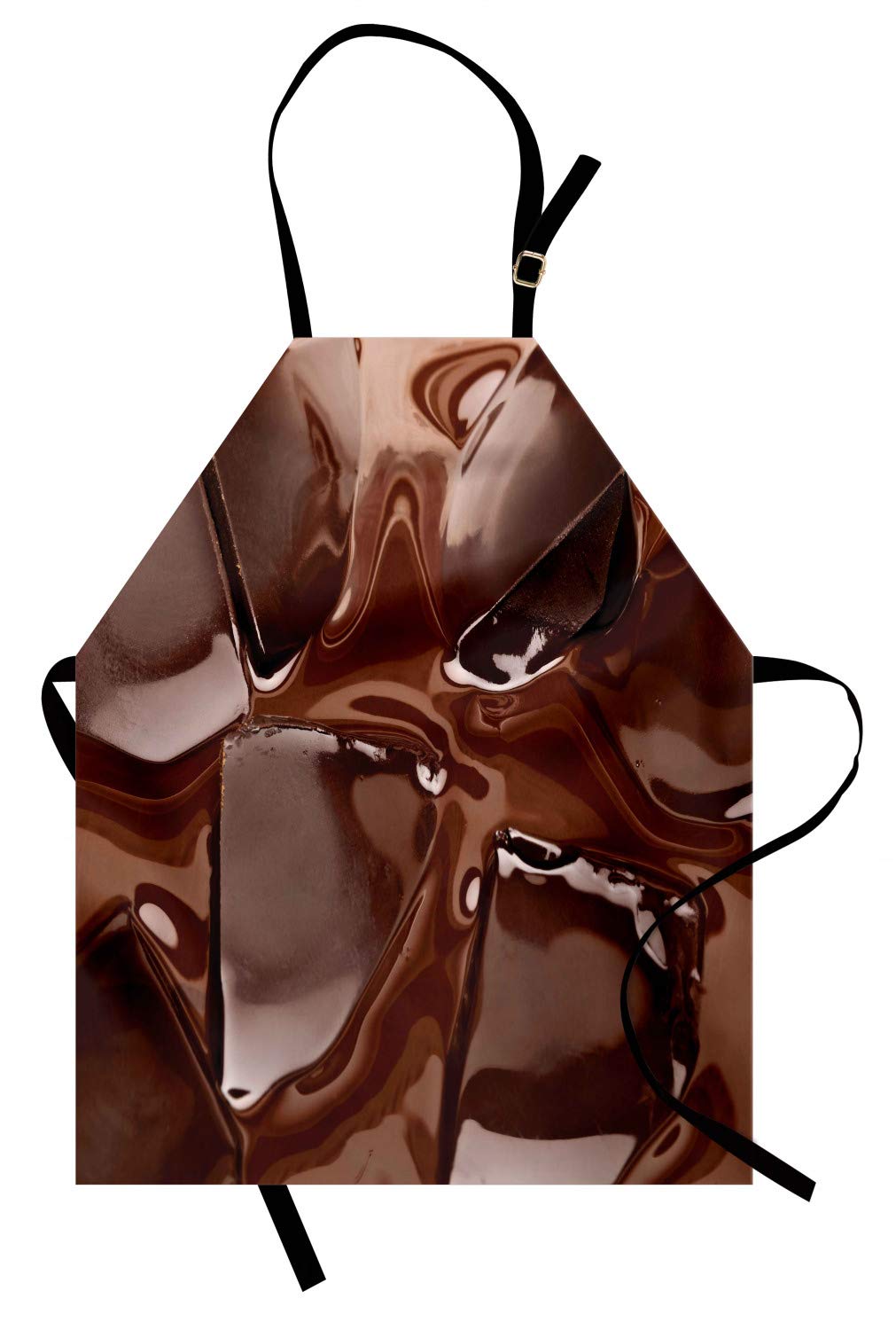 Ambesonne Chocolate Apron for Baking - Adjustable Ties, Dark Brown - Perfect for Dessert Making & Painting