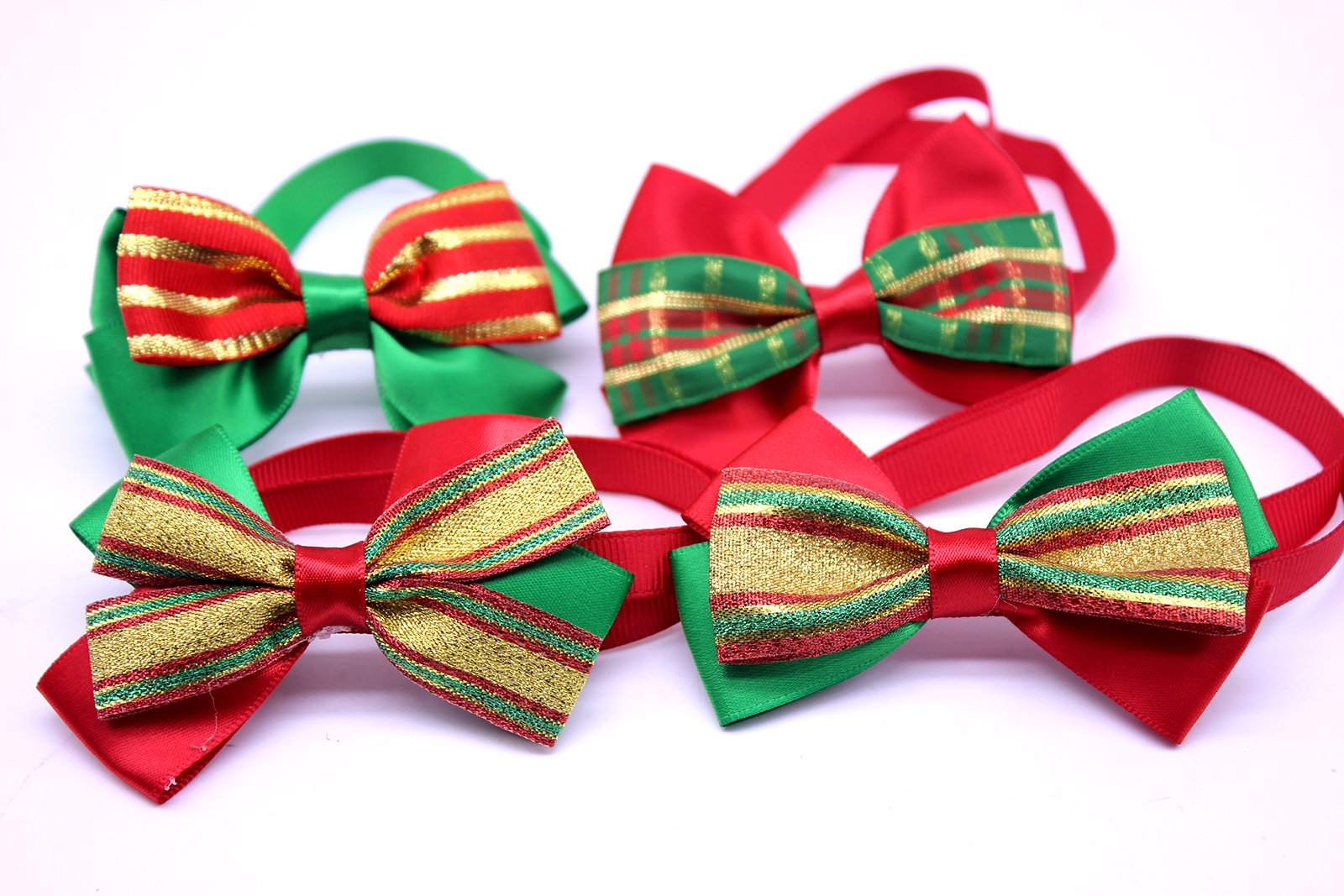 10pcs Festive Christmas Dog Bow Ties - Adjustable Pet Collar Accessories for Small Dogs & Cats | Perfect for Holiday Photos, Parties & Pet Grooming