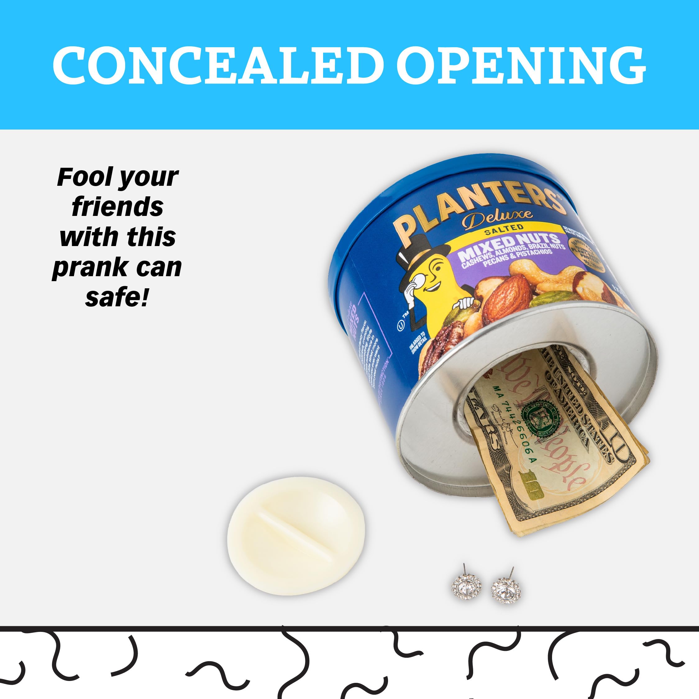 Mr. Peanuts Fake Can Diversion Safe by BigMouth Inc - Medium Size Hidden Money Stash with Secret Compartment - Discreet Book Safe Alternative - Perfect for Home Security, Office Storage & Fun Gag Gifts