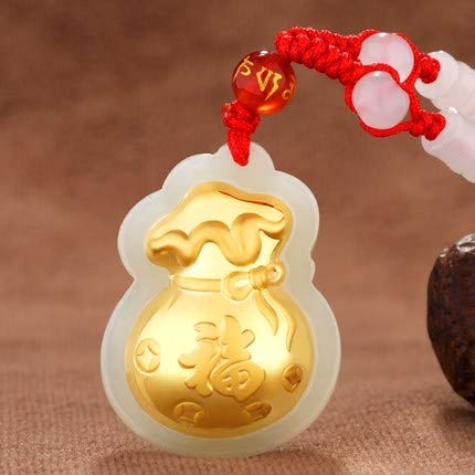 Premium Gold Inlaid Hetian Jade Money Bag Pendant Necklace - Elegant Chinese Jade Jewelry for Women, Perfect Gift for Birthday, Anniversary & Special Occasions